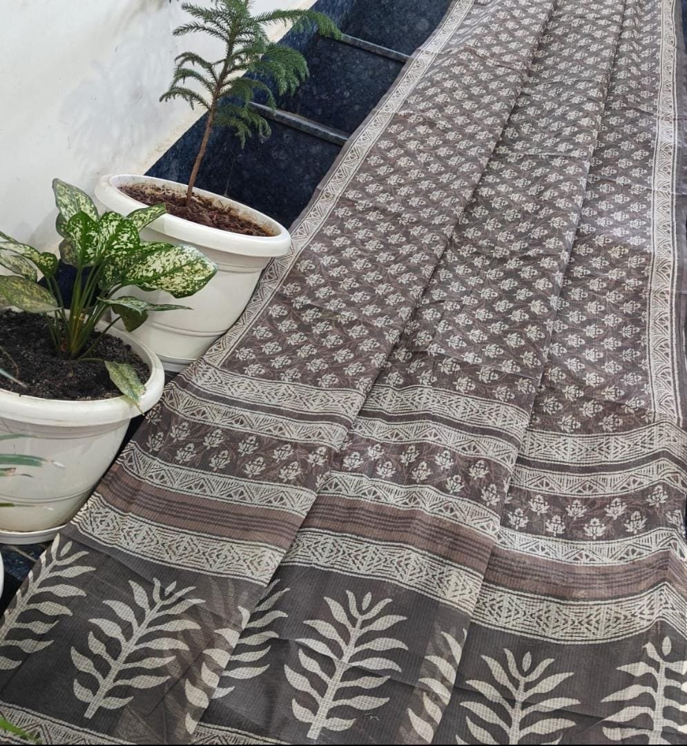 14 Pure Kota Doria Saree Indigo Print image 7