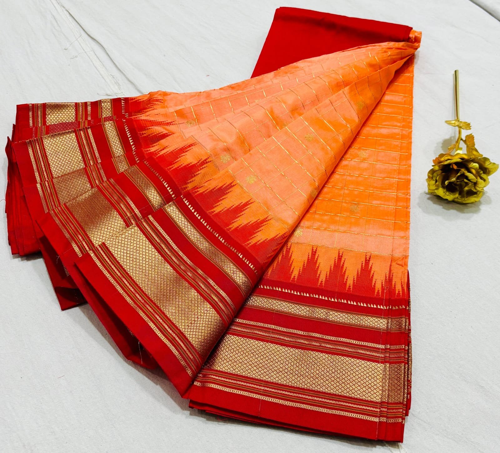 Temple Checks Irkal Pure Silk Saree image 7