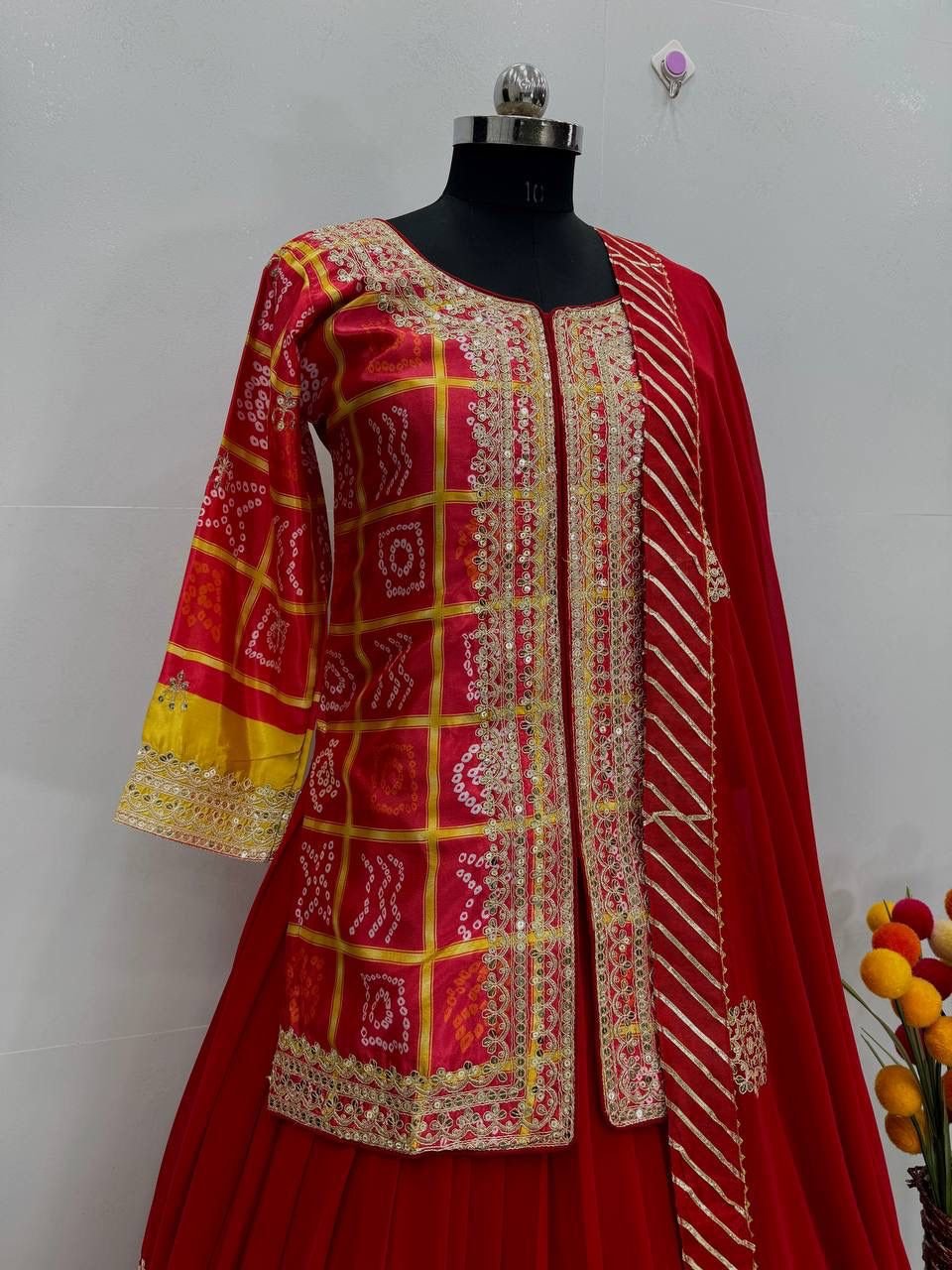 Heavy Chinon Embroidery Coding Sequence Work Top With Lehengas image 8