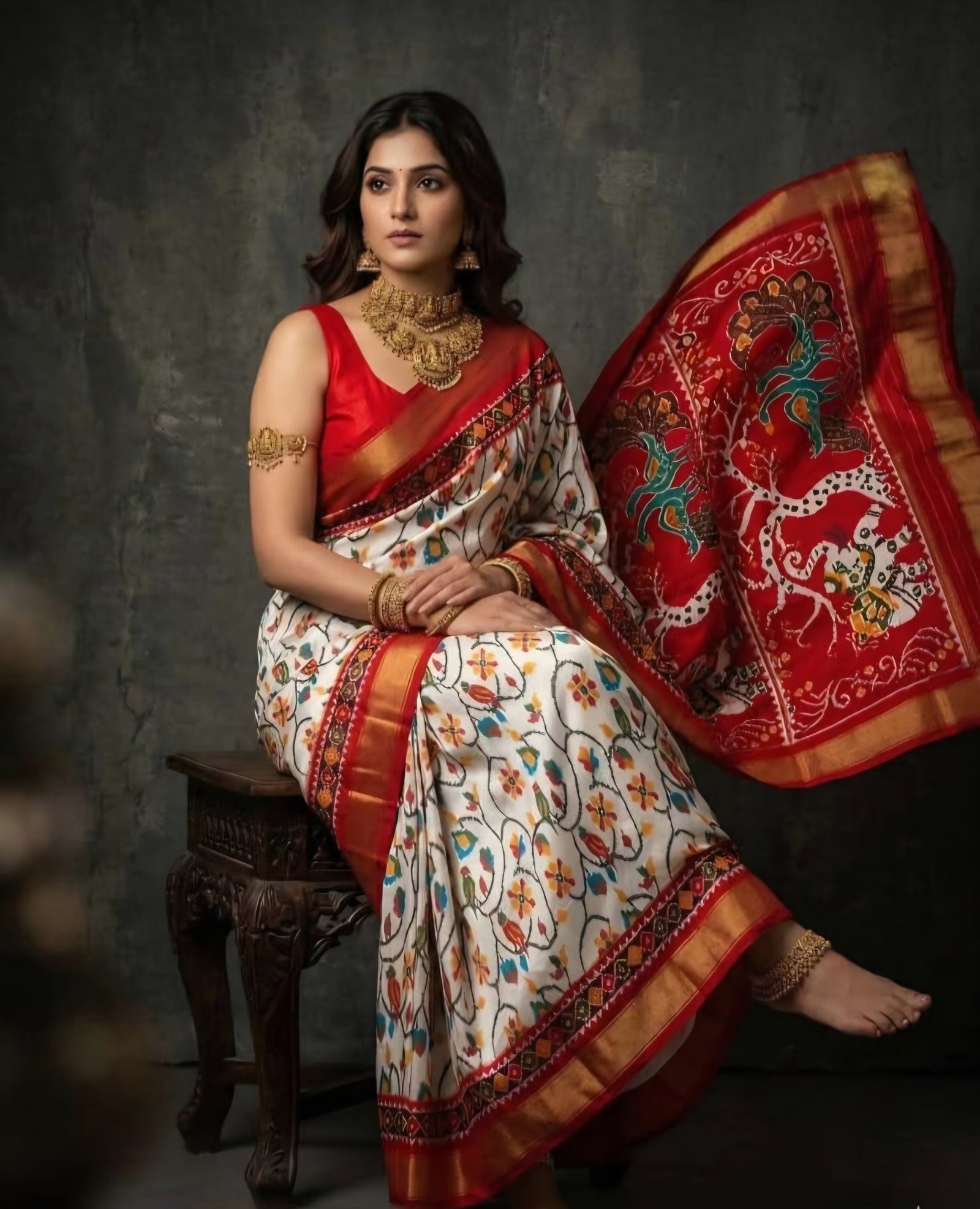Exclusive Double weaving Ikkat printed Sarees image 10