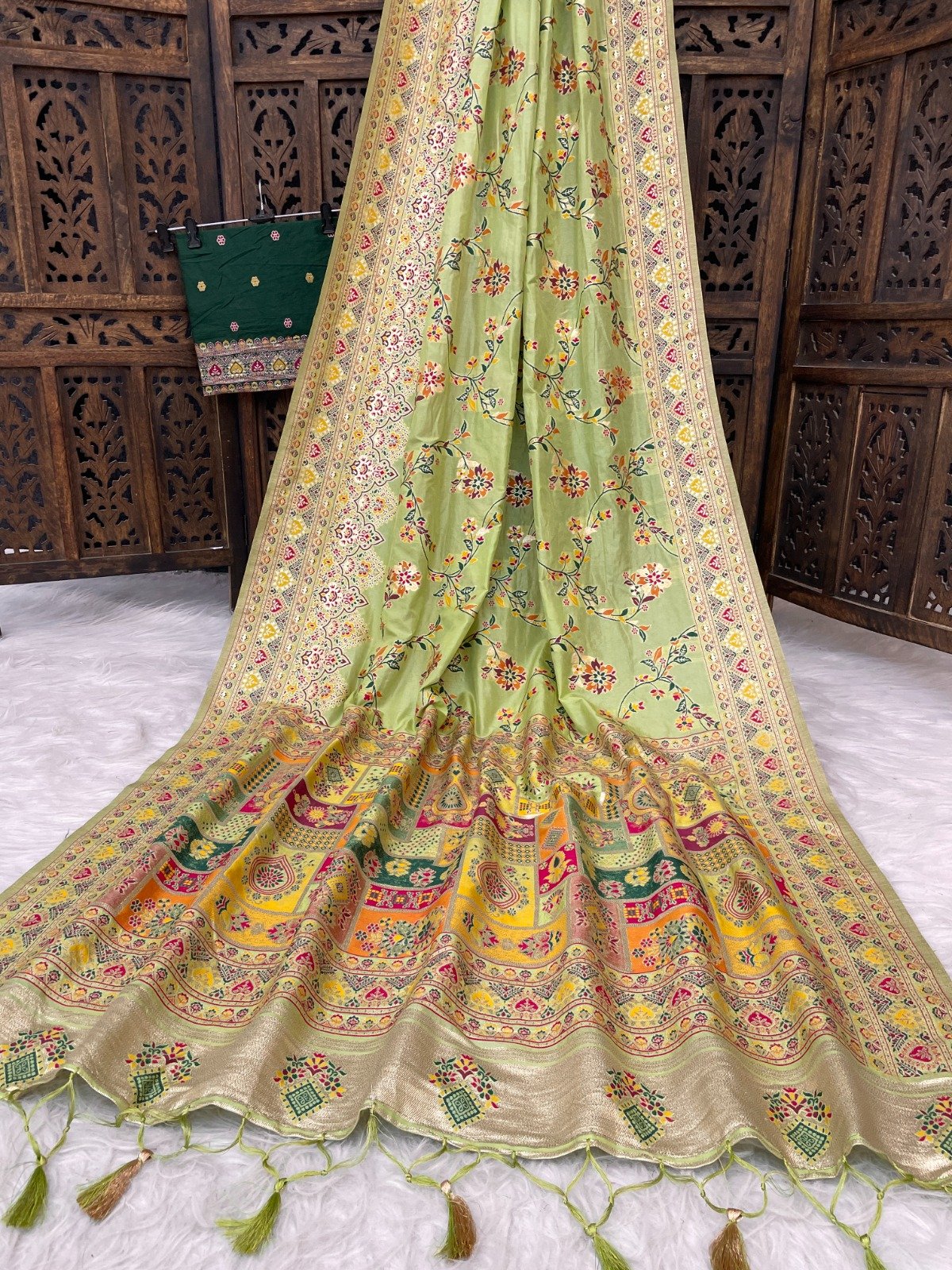 8 Soft silk Pashmina Saree image 5