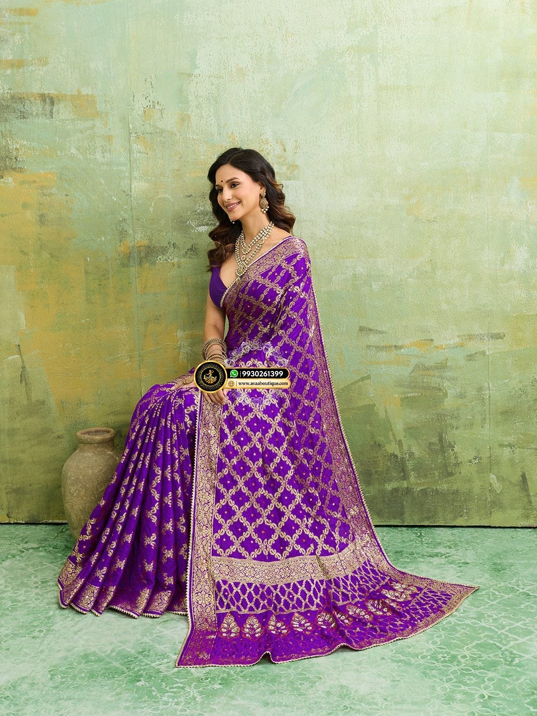 Banarasi Silk With Heavy Zari Work Saree with Handwork (single color) image 11