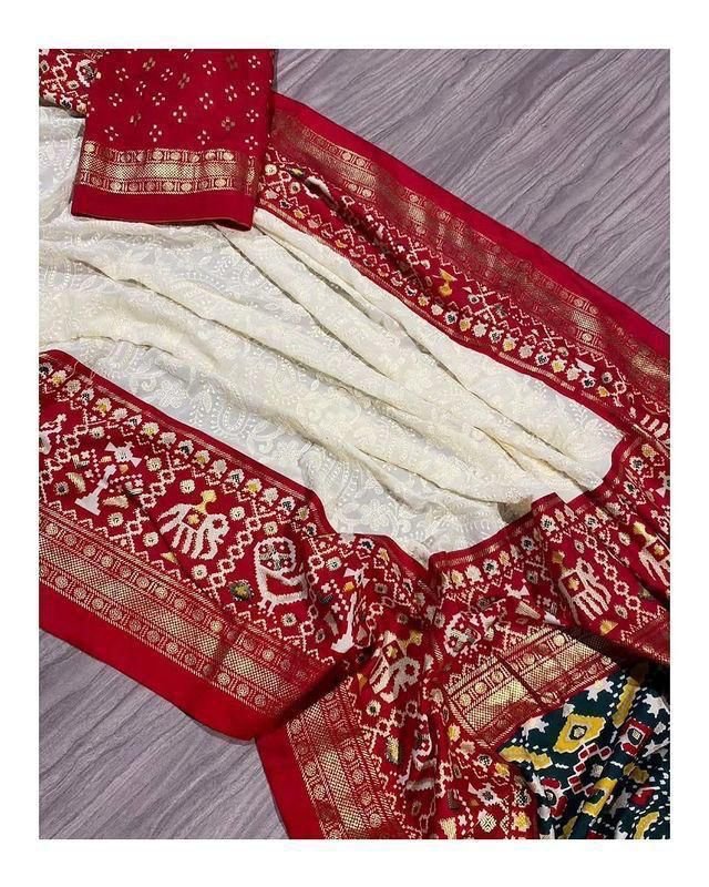 Premium Georgette chikankari lucknowi embroidered saree image 14