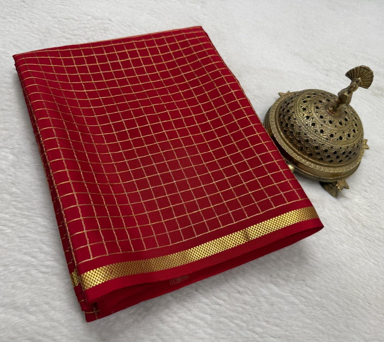 Pure Mysore Checks Sarees image 10