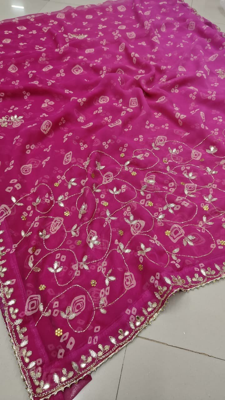 Georgette Fabric Rajasthani Designer Double Shade Chunri Fabric image 3