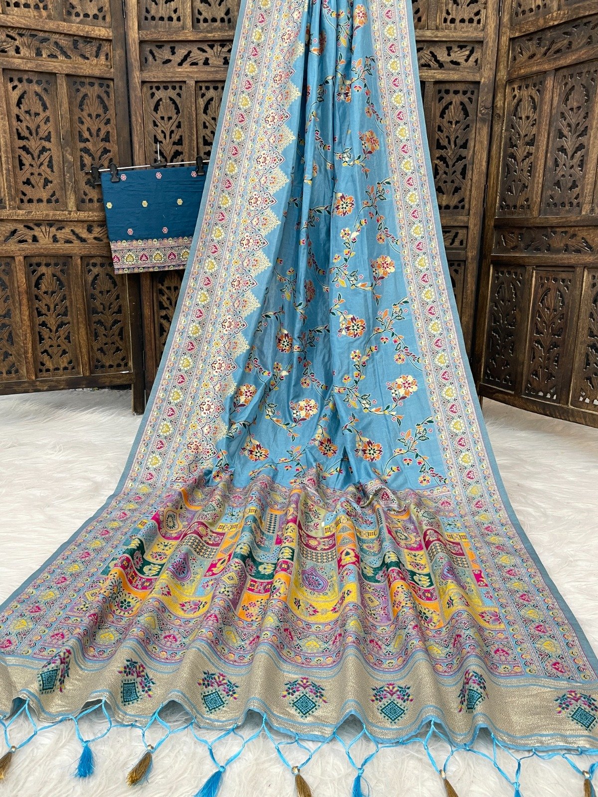 8 Soft silk Pashmina Saree image 6
