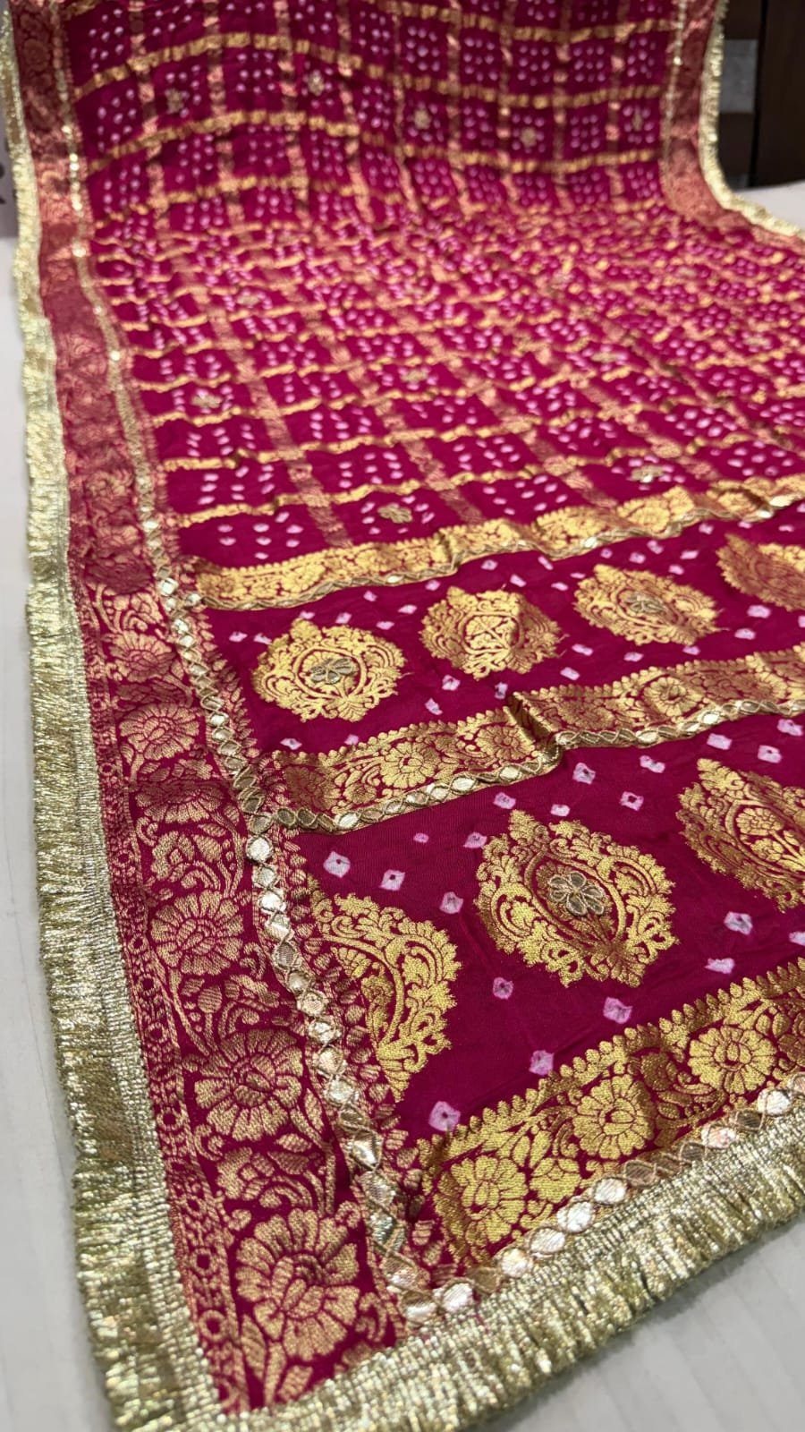 Pure Handloom Gajji Silk Bandej Saree image 10