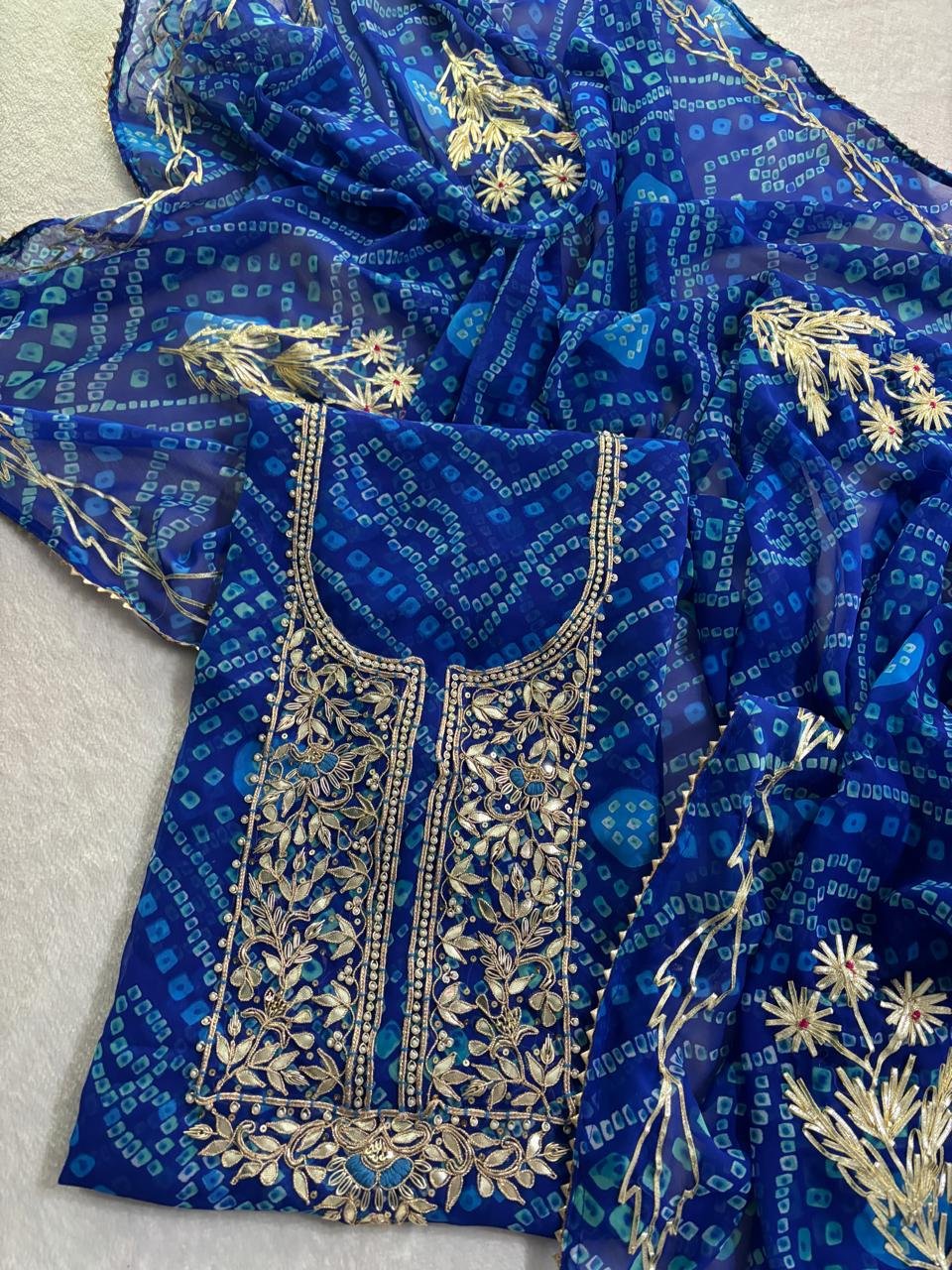 Bandhani Handwork Dress Material image 4