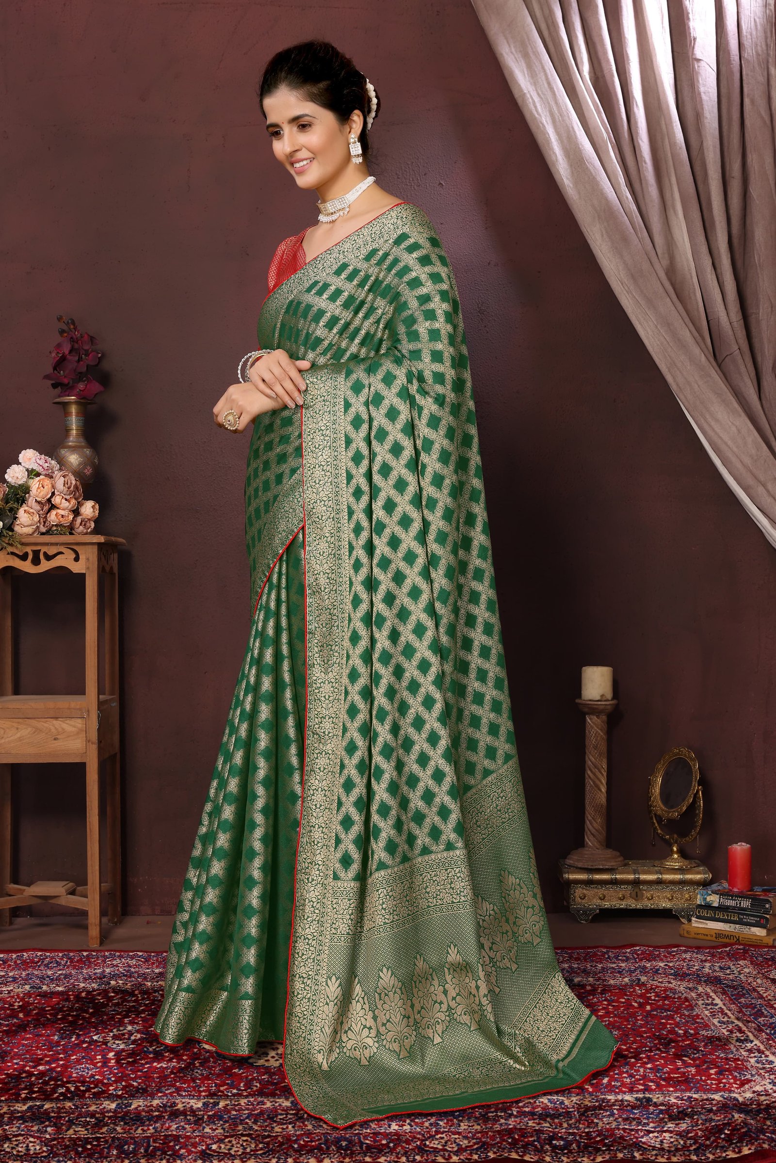 Pure Nylon Viscose Khaddi Crepe Georgette Jacquard Weaving image 3