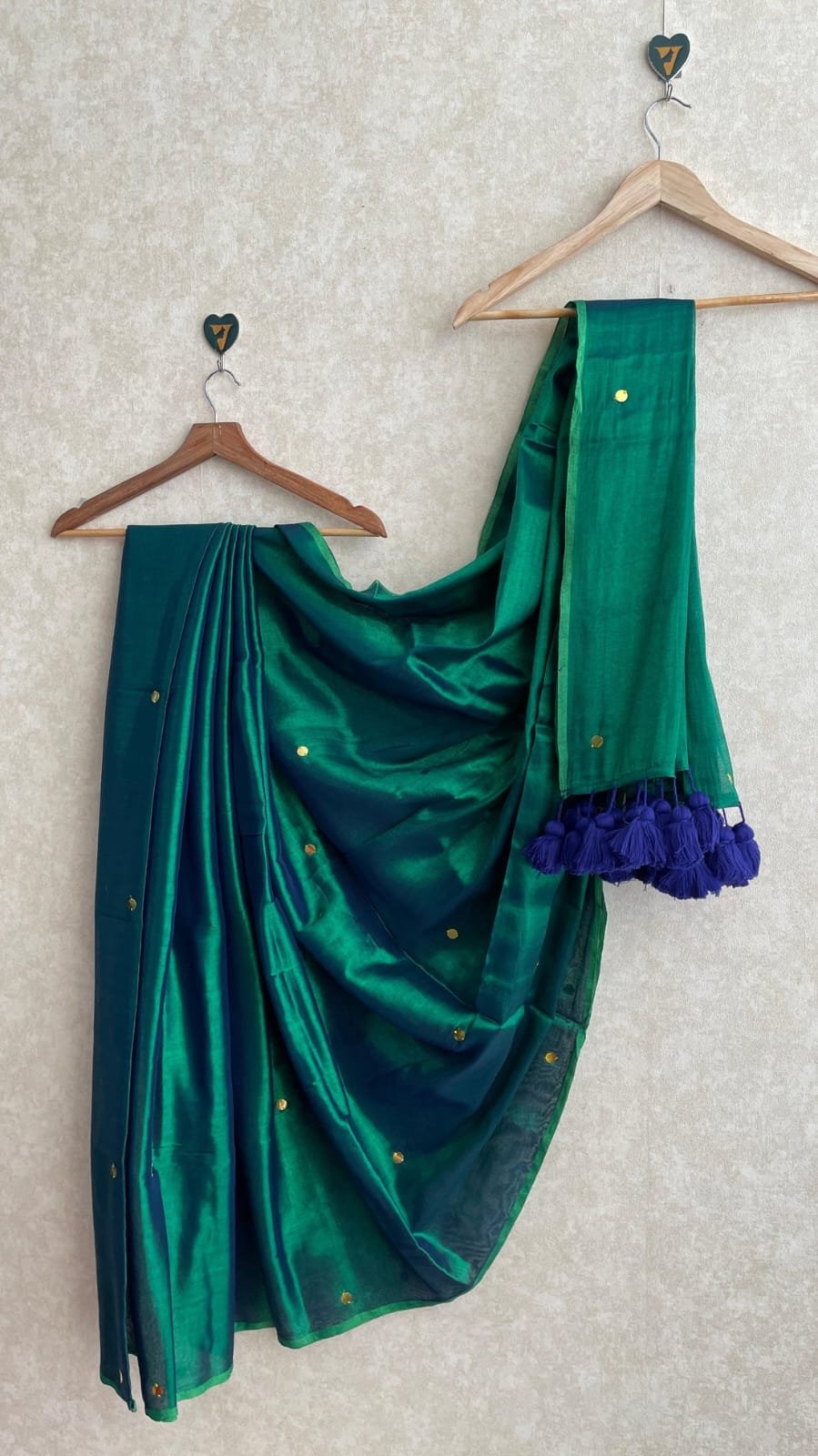 Dual Tone Khadi Tissue Gini work Sarees image 6