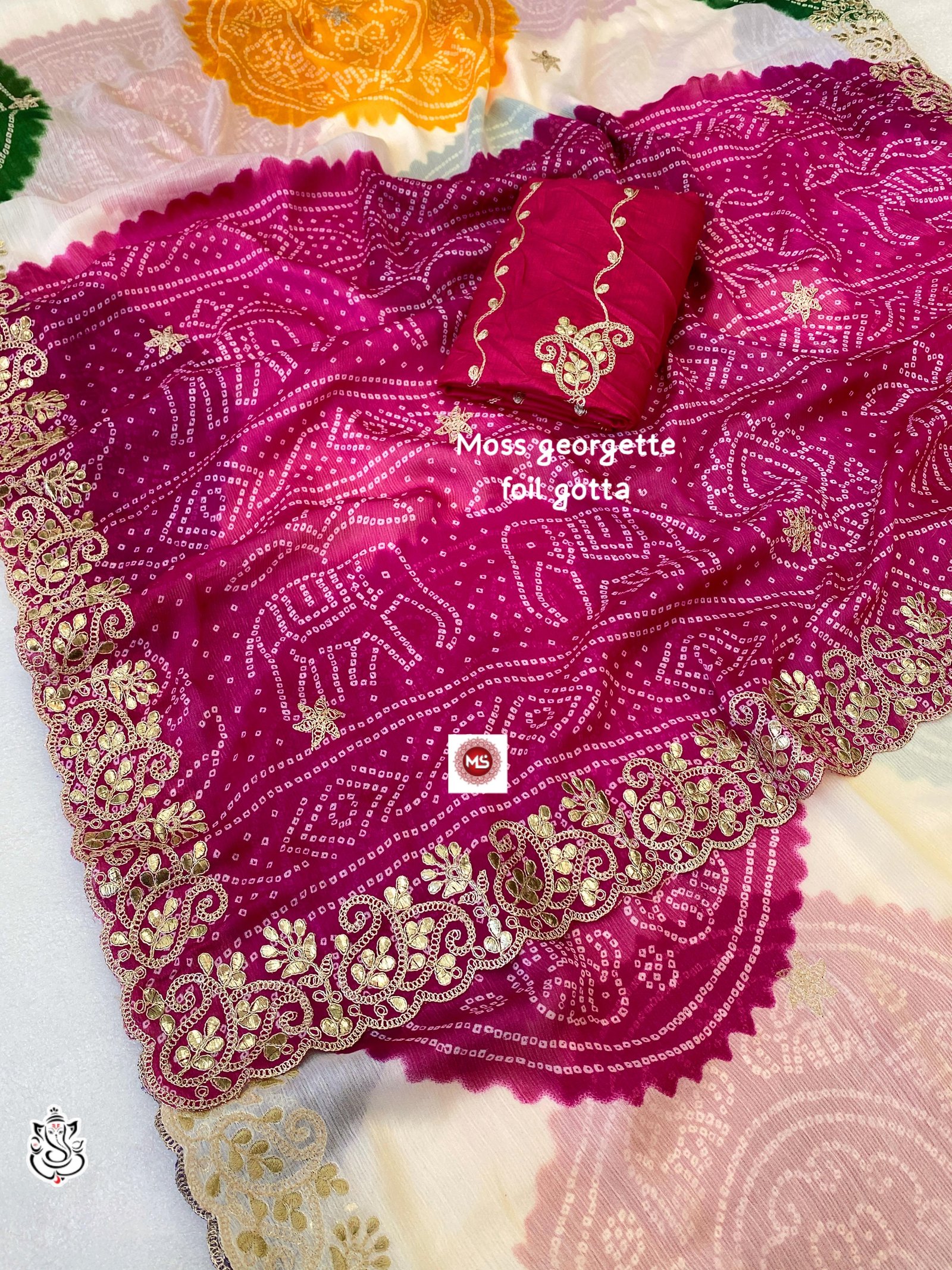 Chinon Moss Georgette Bandhani Print