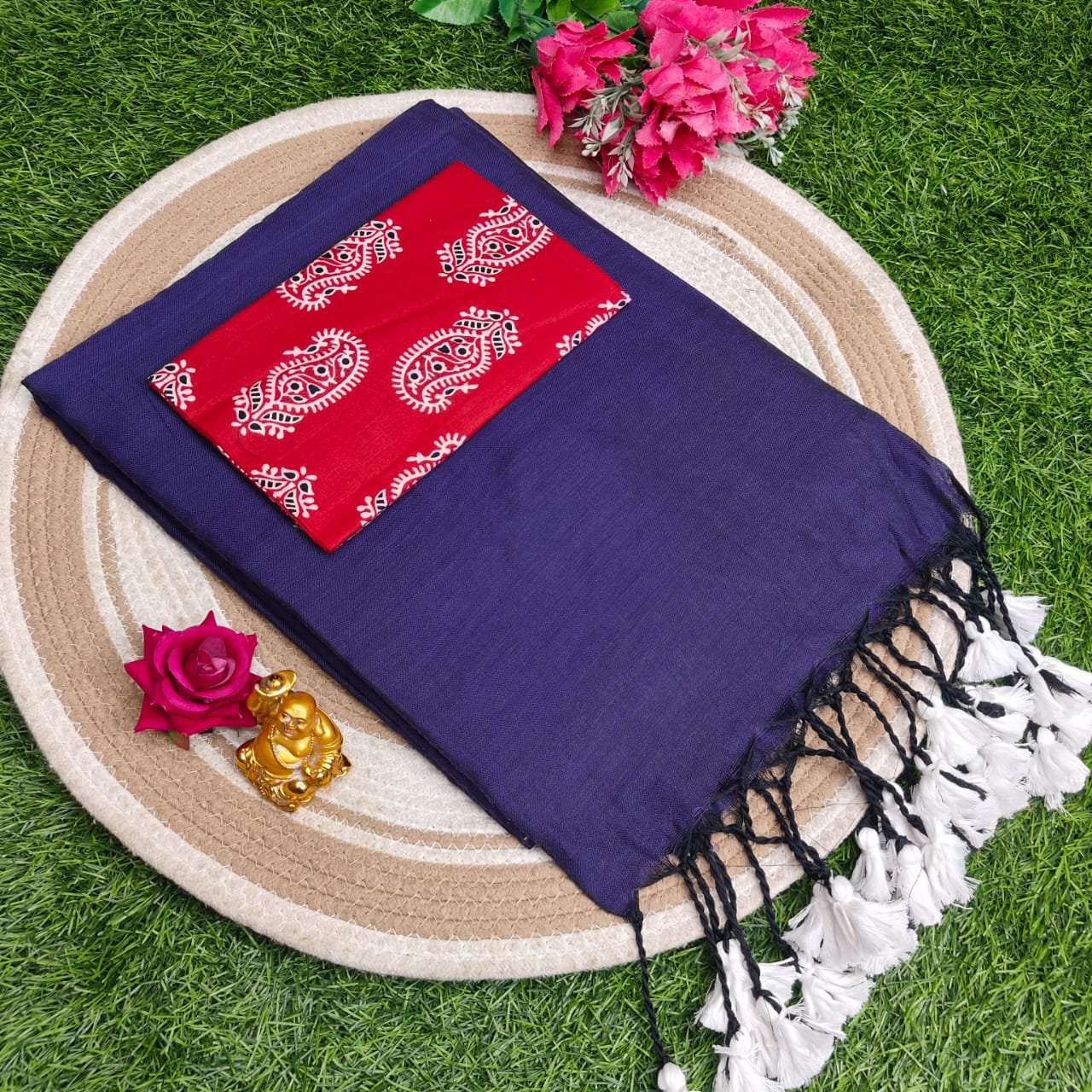 Khadi Cotton Saree 120 Count Premium Quality With Kalamkari Blouse image 6