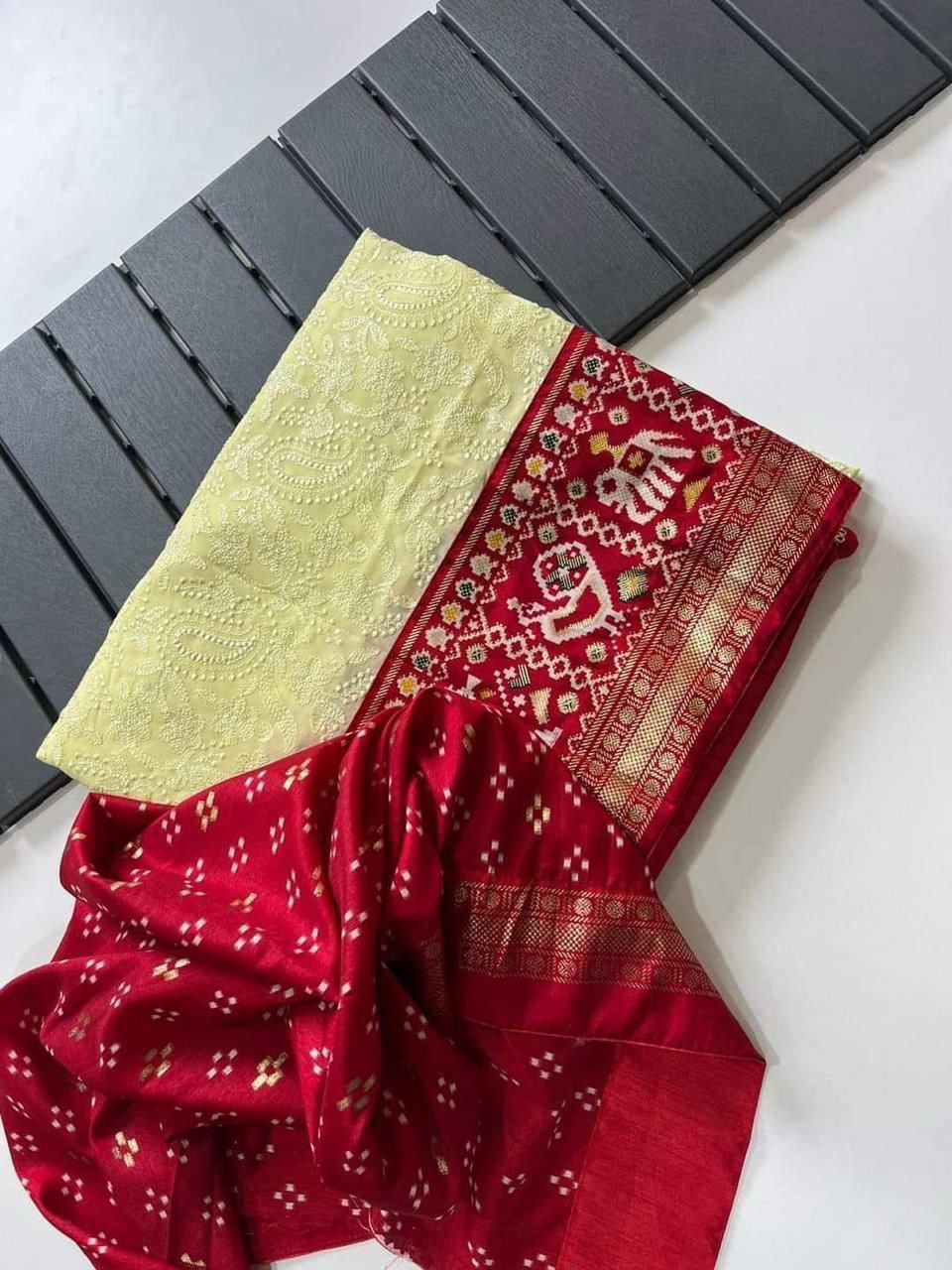 Premium Georgette chikankari lucknowi embroidered saree image 8