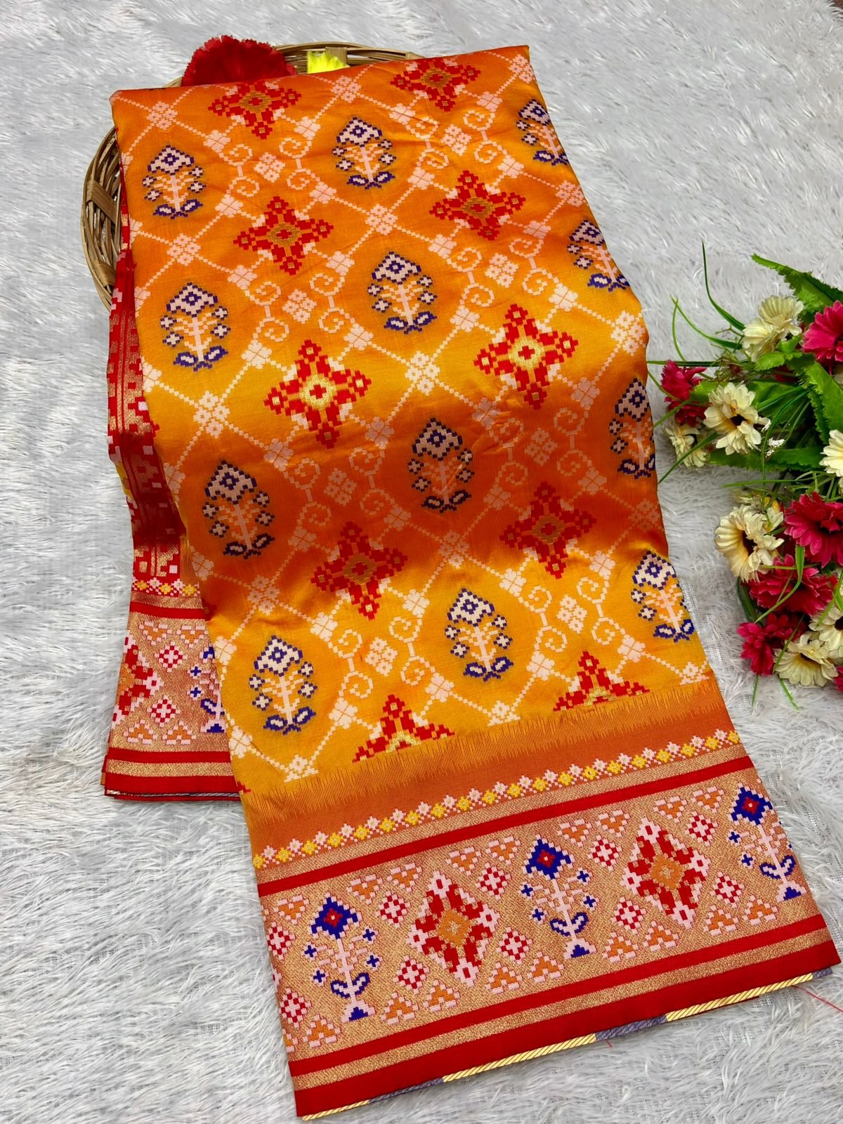 Patola Silk Saree With Paithani Touch image 15