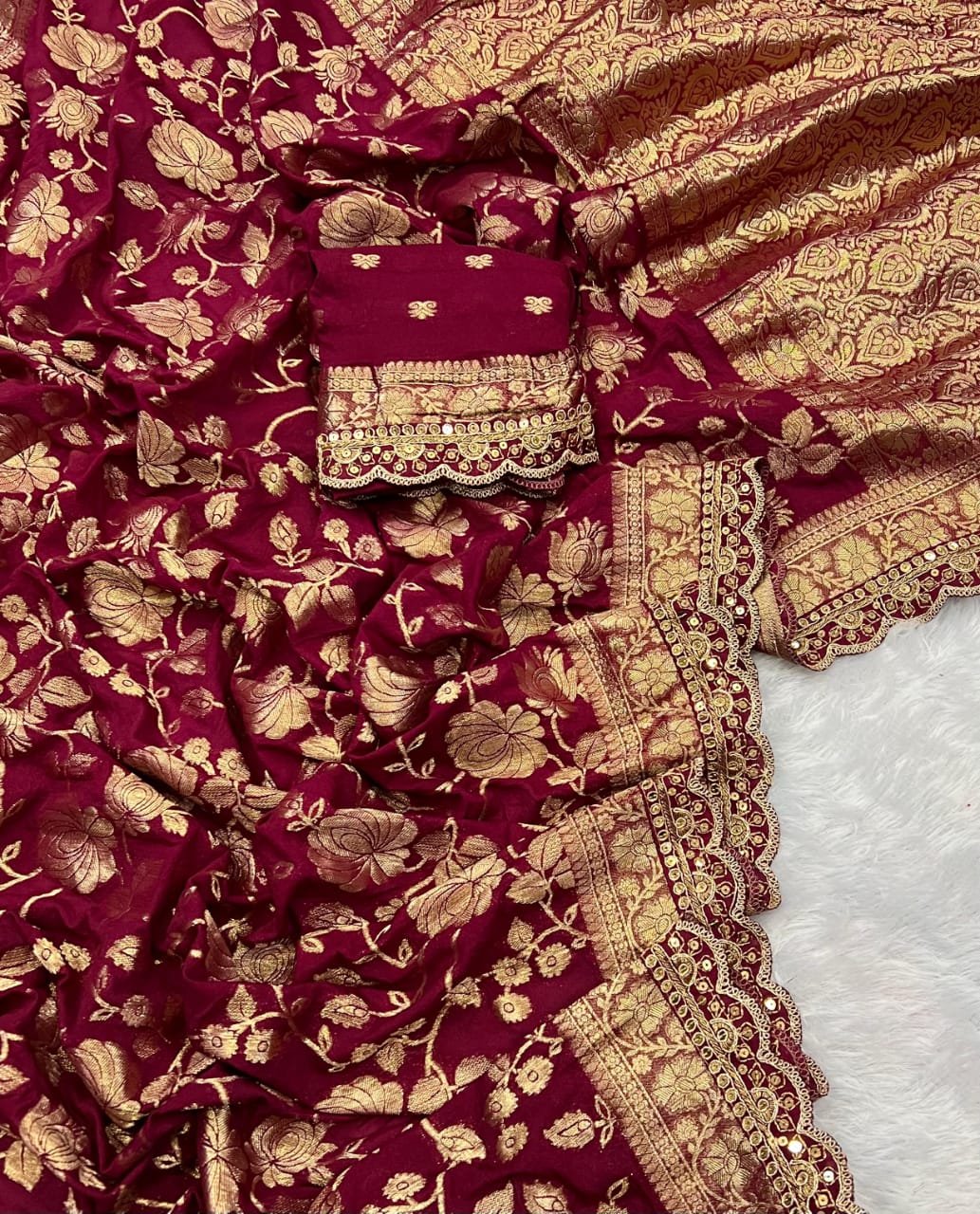 Pure Khaddi Georgette Designer Saree image 3