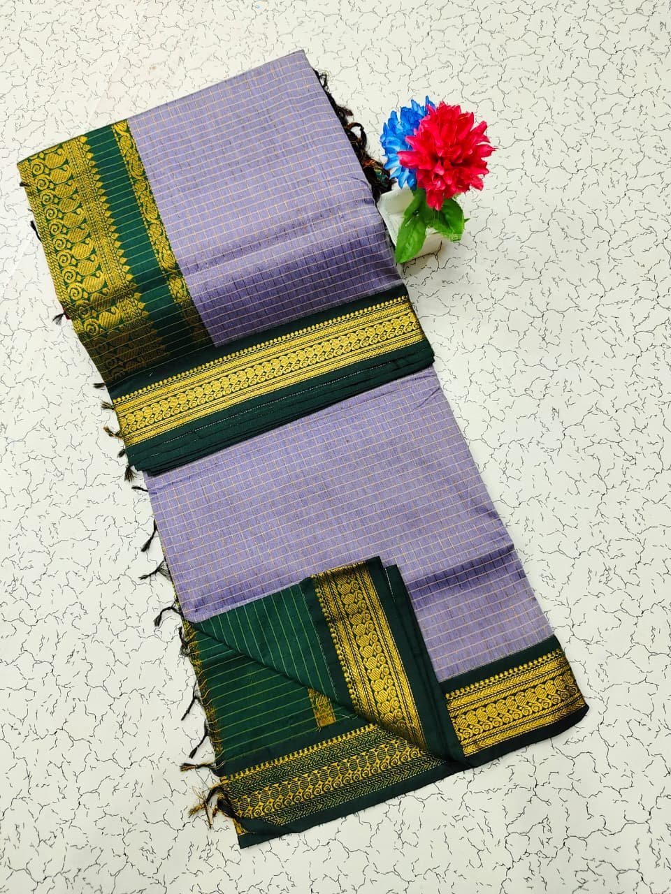 Kalyani Cotton Checks Saree image 7