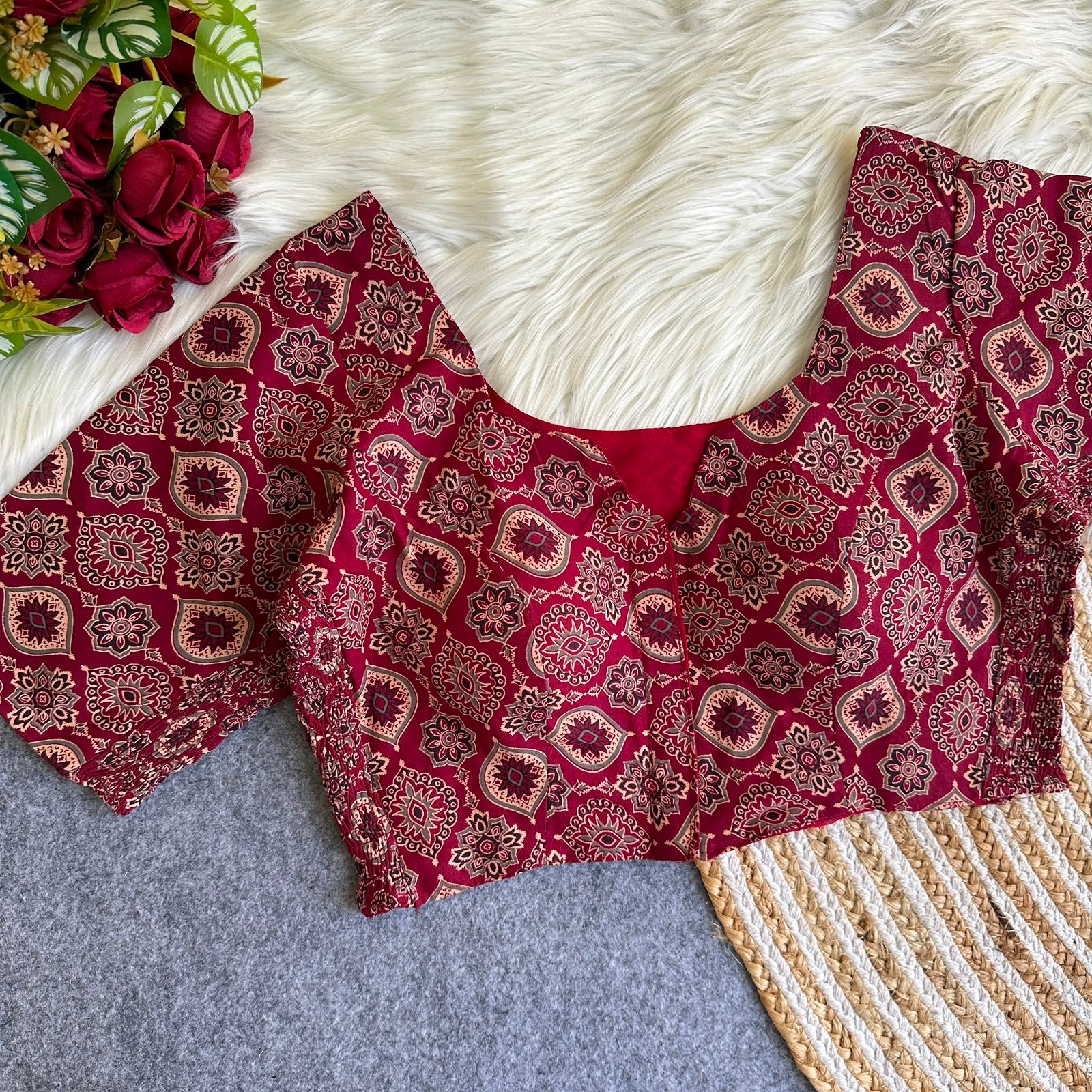 Ajrakh Print Elastic Blouse image 7