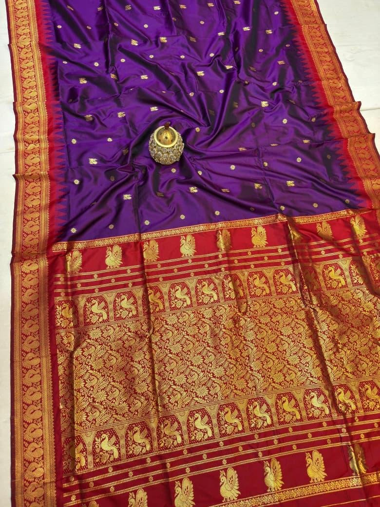 Traditional Peacock Gadwal Paithani image 13