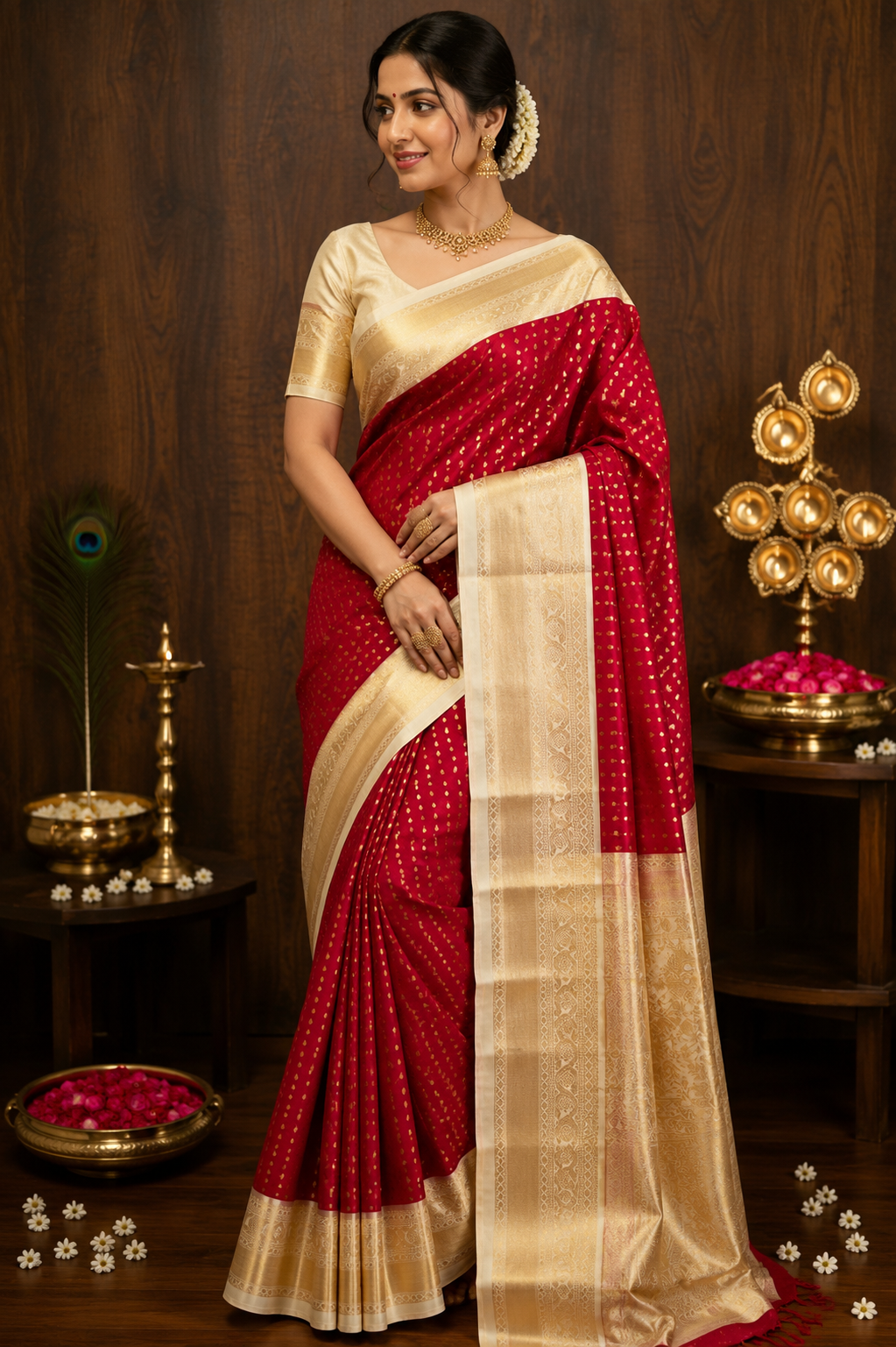 1000 Buttas Korvai Kanchi Semi Silk Sarees