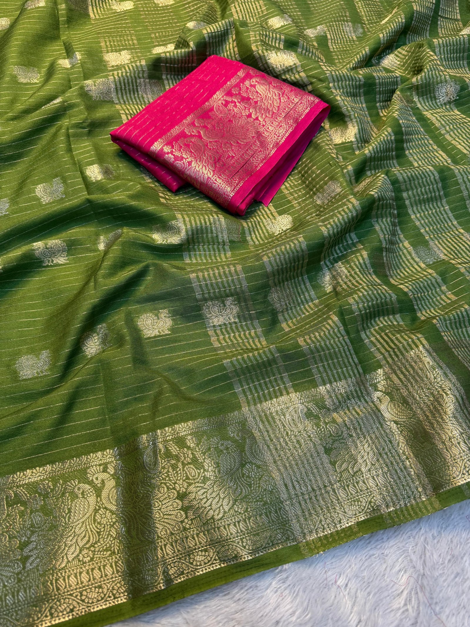 Pure viscose dola silk sarees image 3