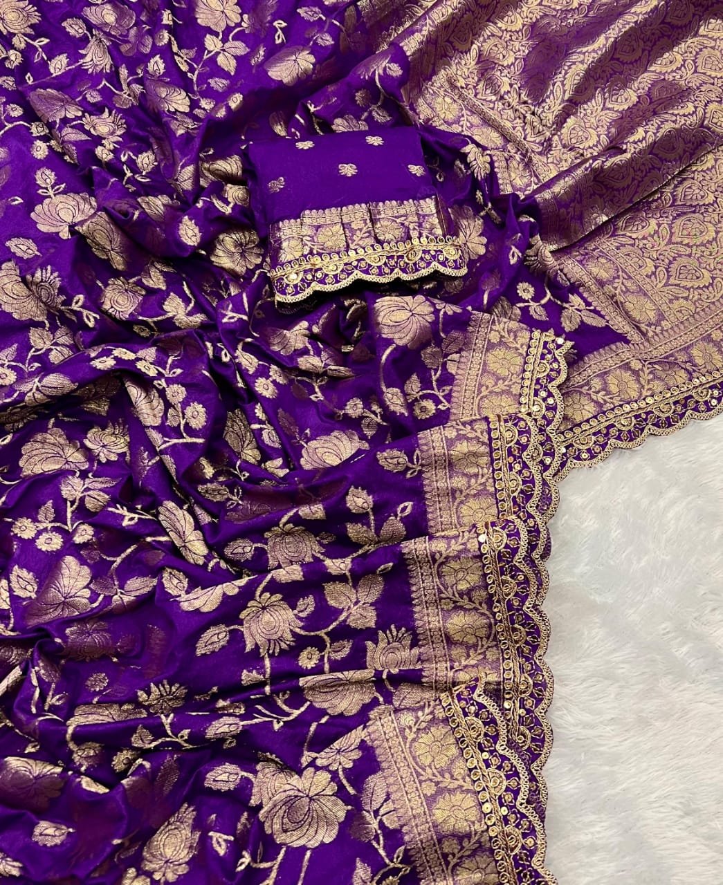 Pure Khaddi Georgette Designer Saree image 6