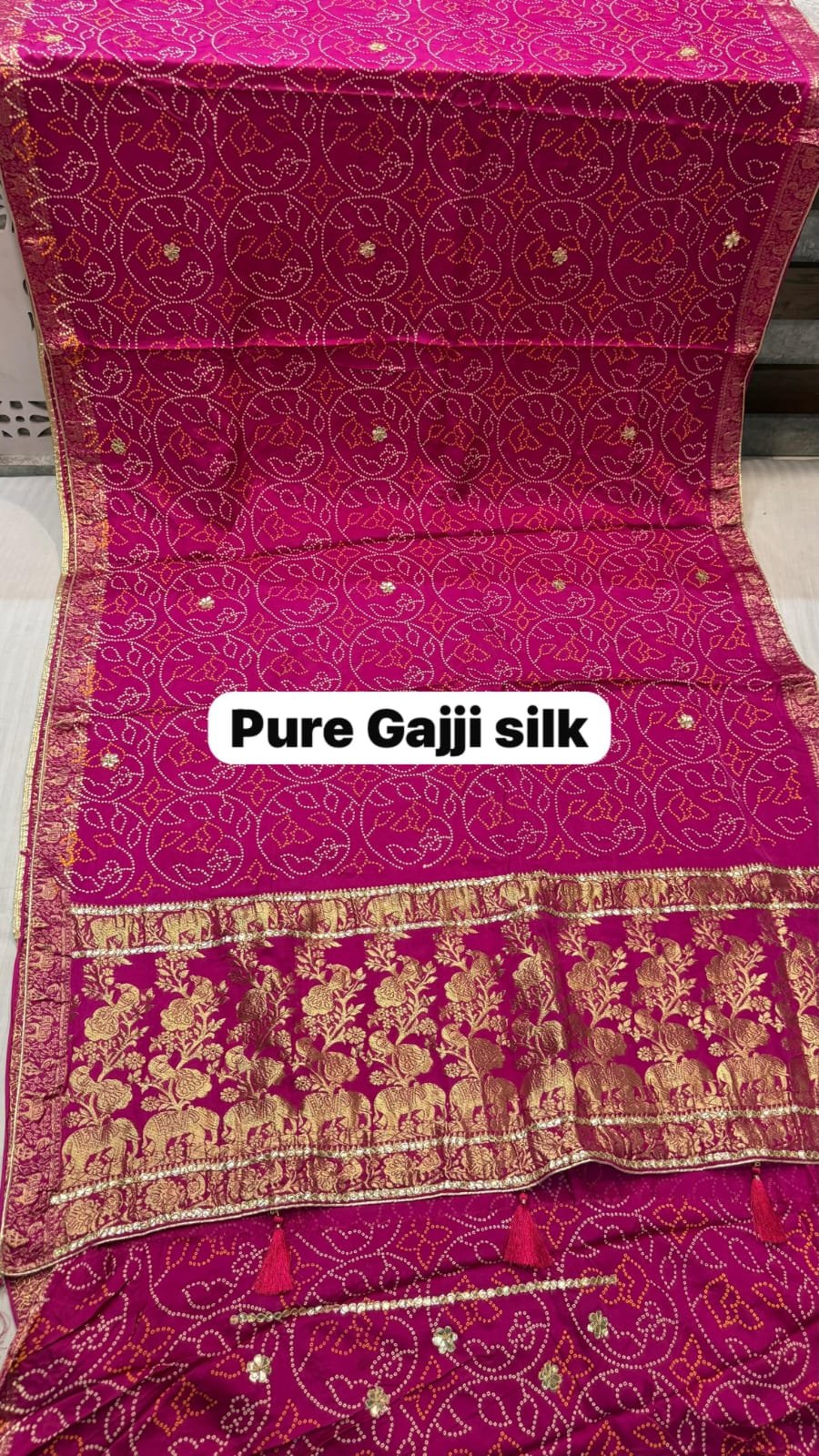 Pure HO Silk Handloom Silk Pure Bandhej Silk image 9