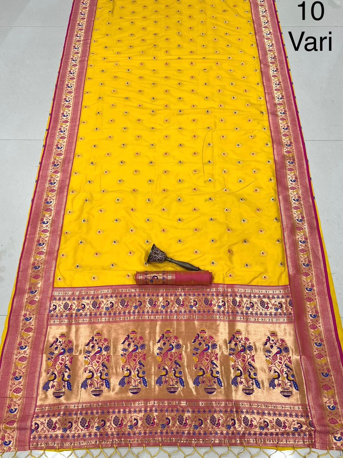 10 yards Peacock Design Paithani image 15