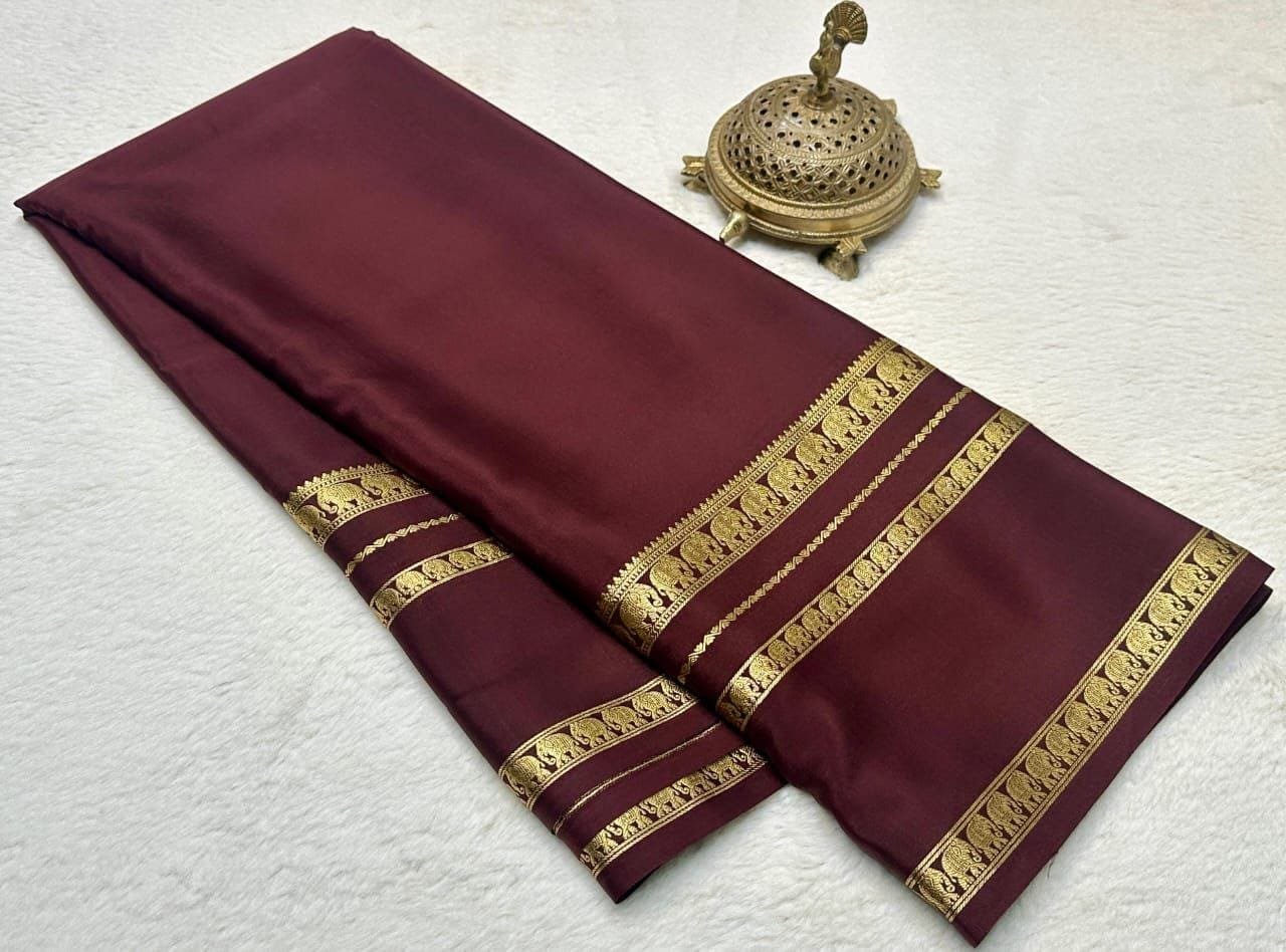 Semi Crepe Mysore Silk Sarees image 11