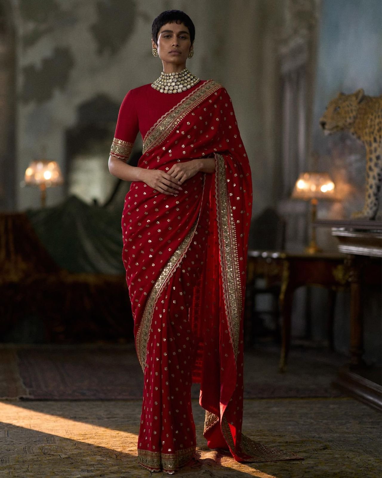 Georgette saree with heavy lace