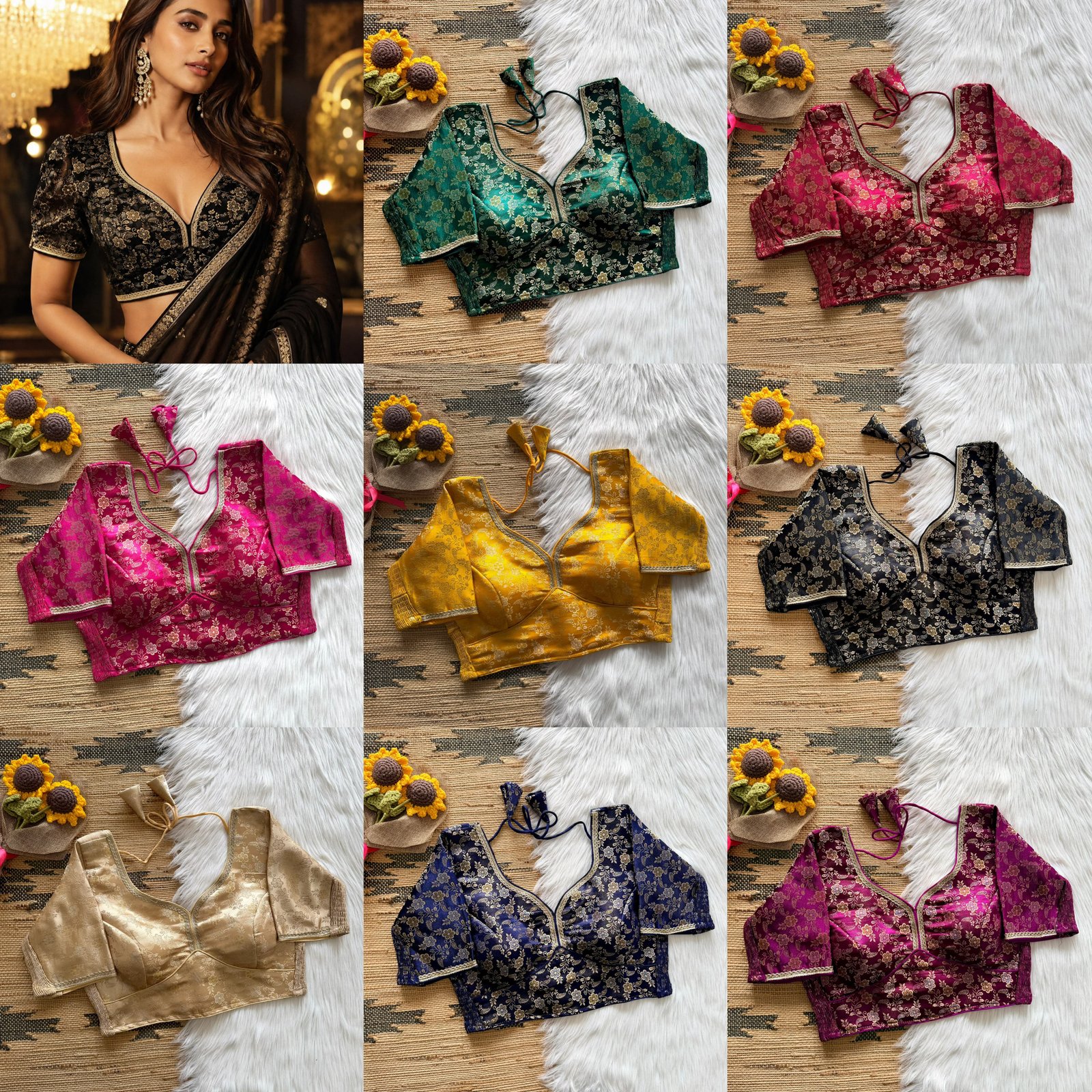 Side elastic banarasi blouse image 9