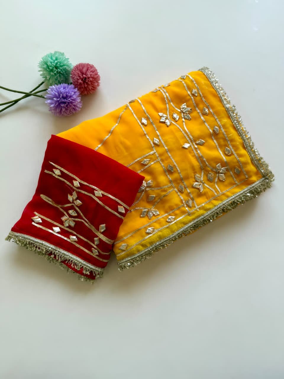 Soft  Georgette Saree with Heavy Kachhi Gota Work image 14
