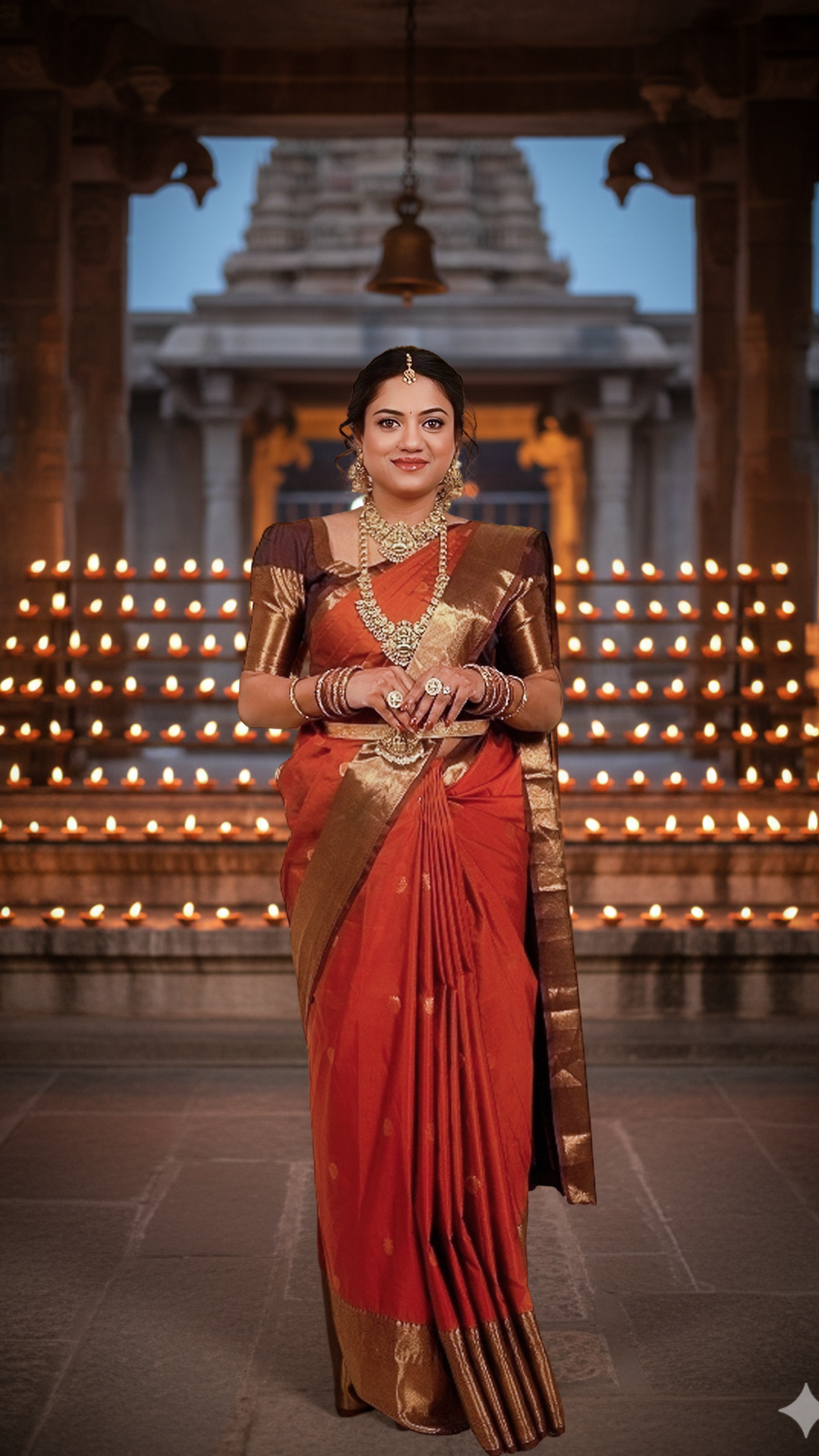 Viral Rust Orange and Coffee Brown Semi Silk Saree