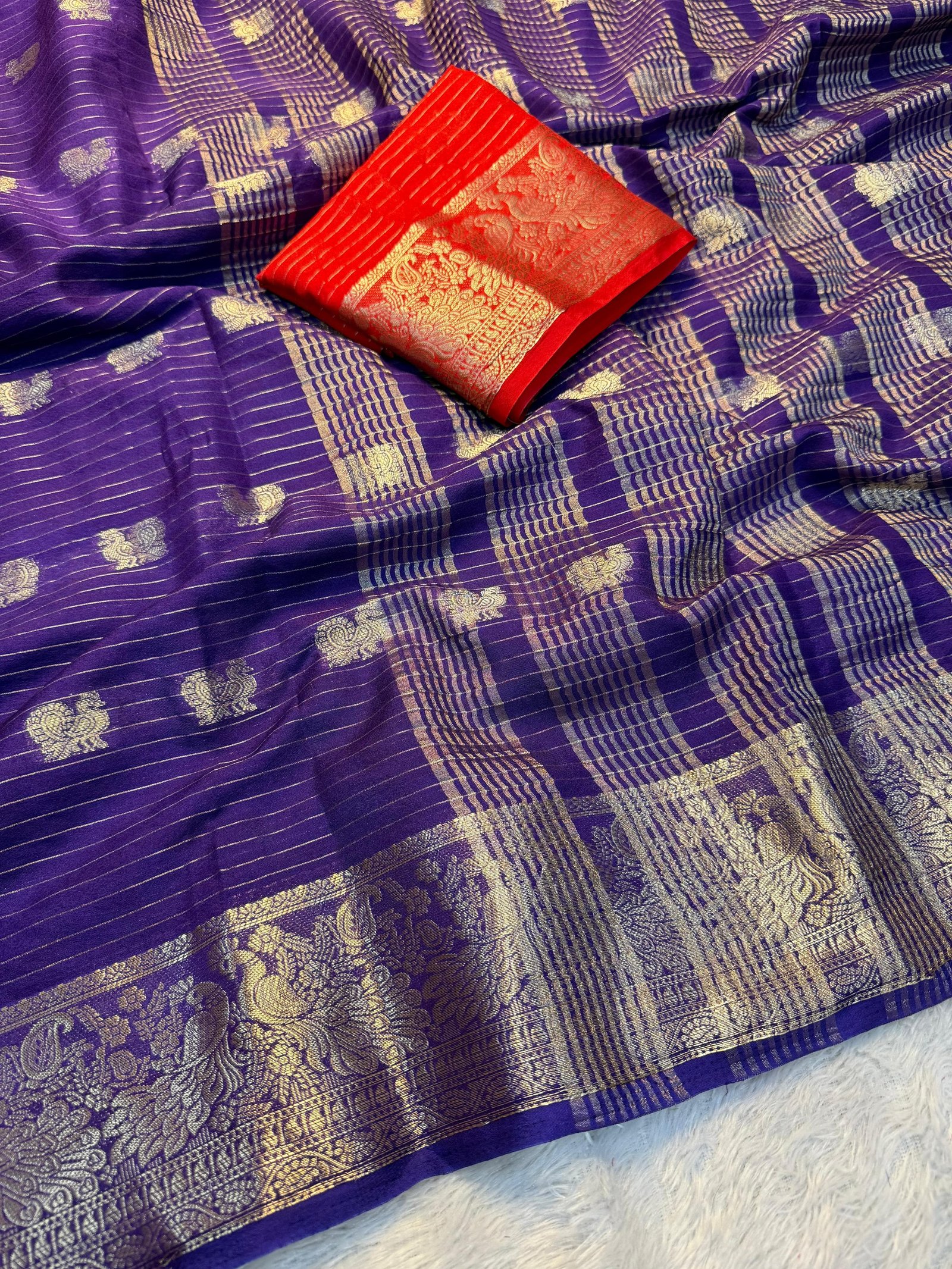 Pure viscose dola silk sarees image 10