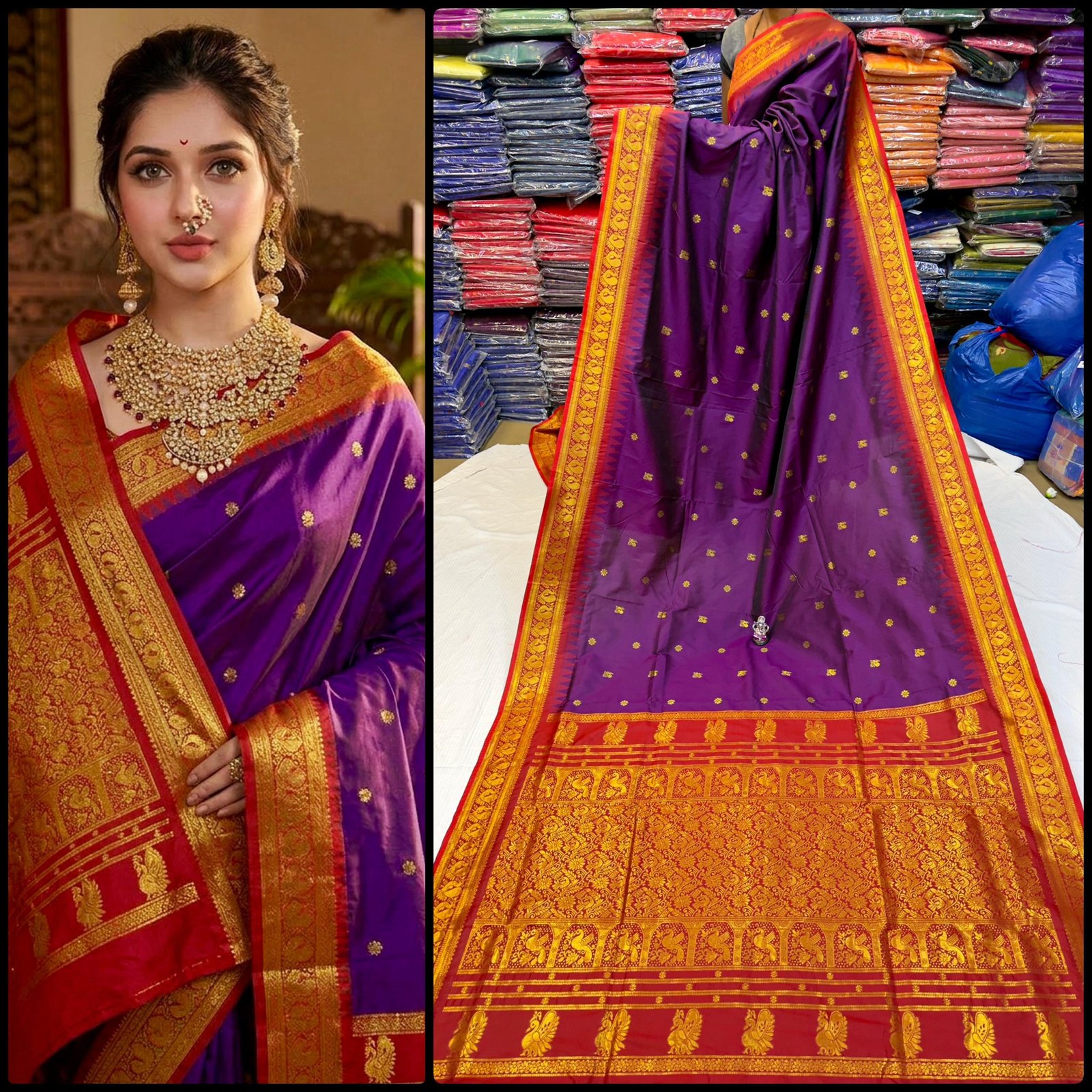 Half Silk Gadwaal Paithani image 13