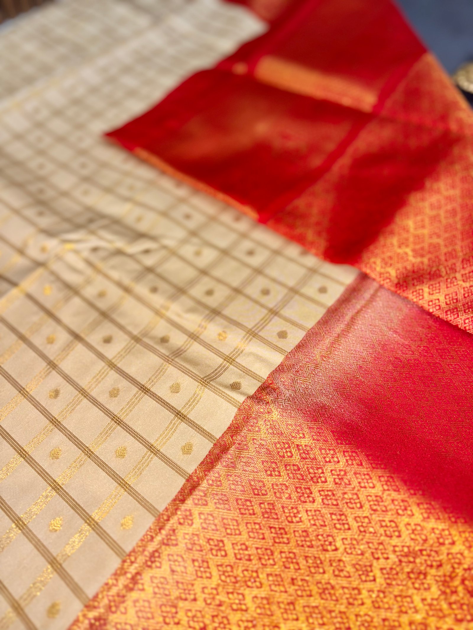 Checks and Tilak Korvai Kanchi Semi Silk Sarees image 6