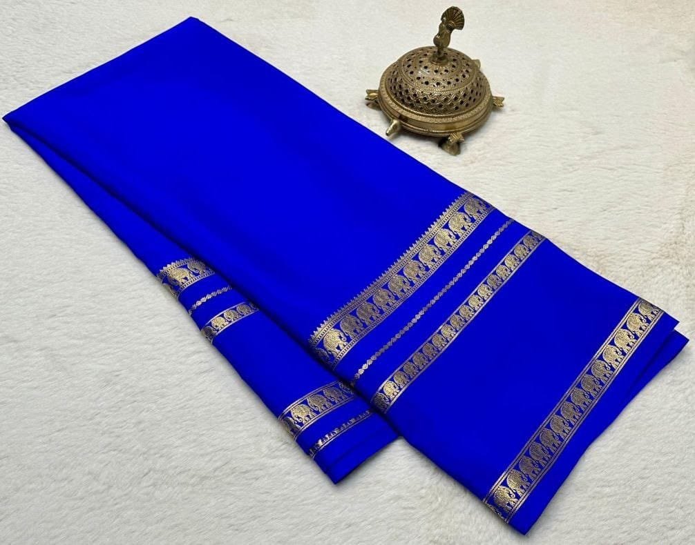 Semi Crepe Mysore Silk Sarees image 9