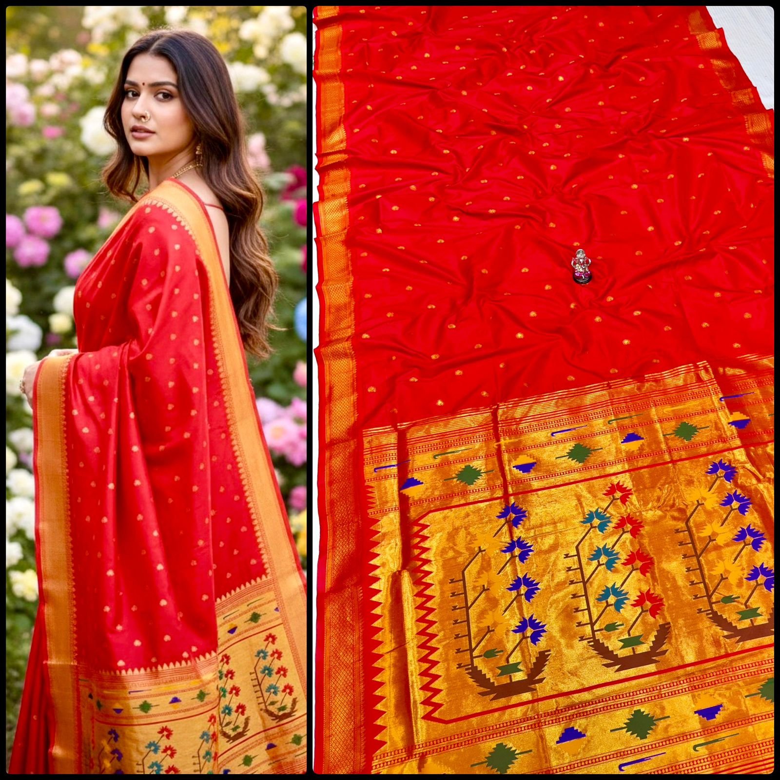 Fancy Pallu Asavali Paithani image 16