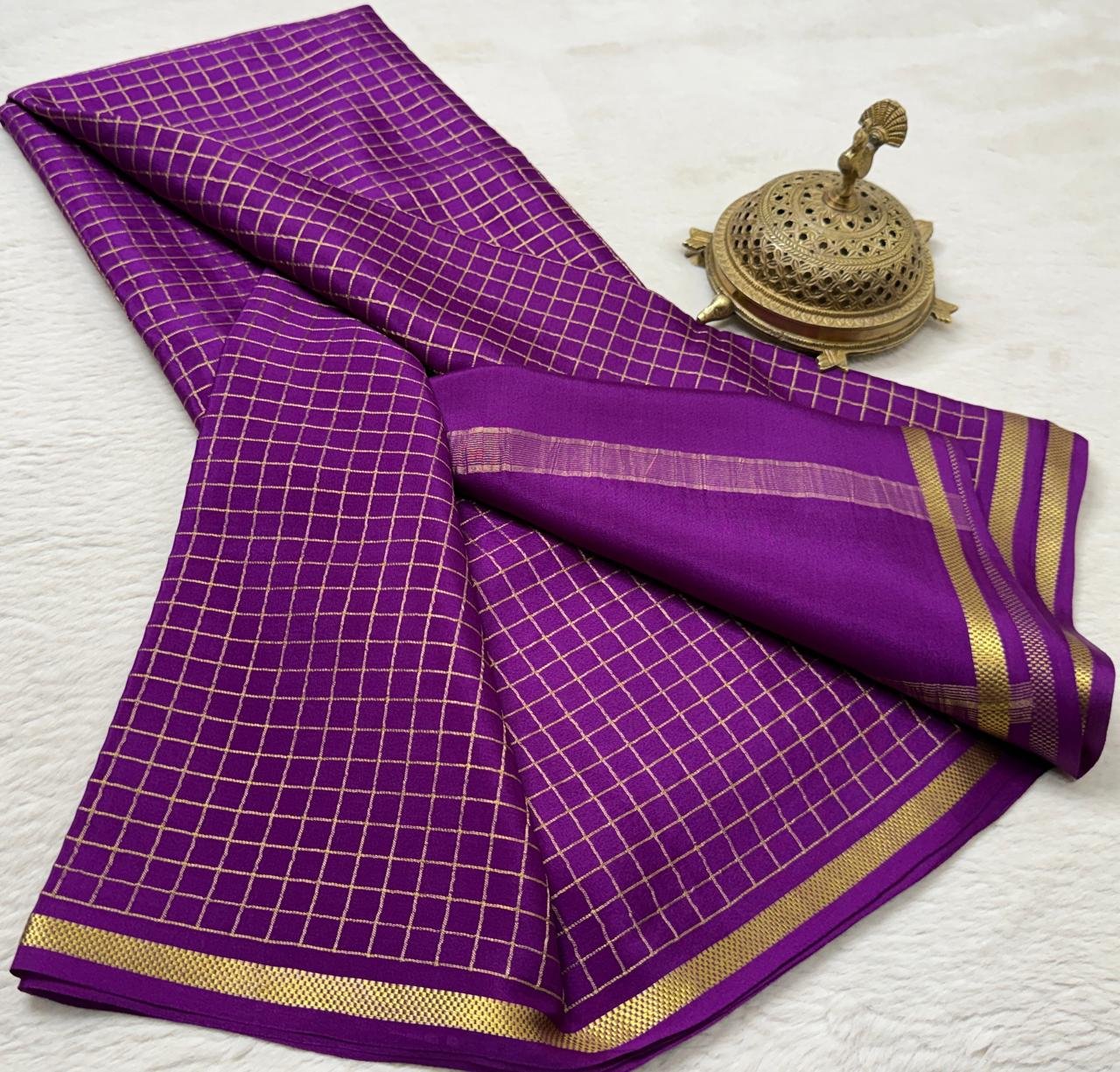 Pure Mysore Checks Sarees image 12
