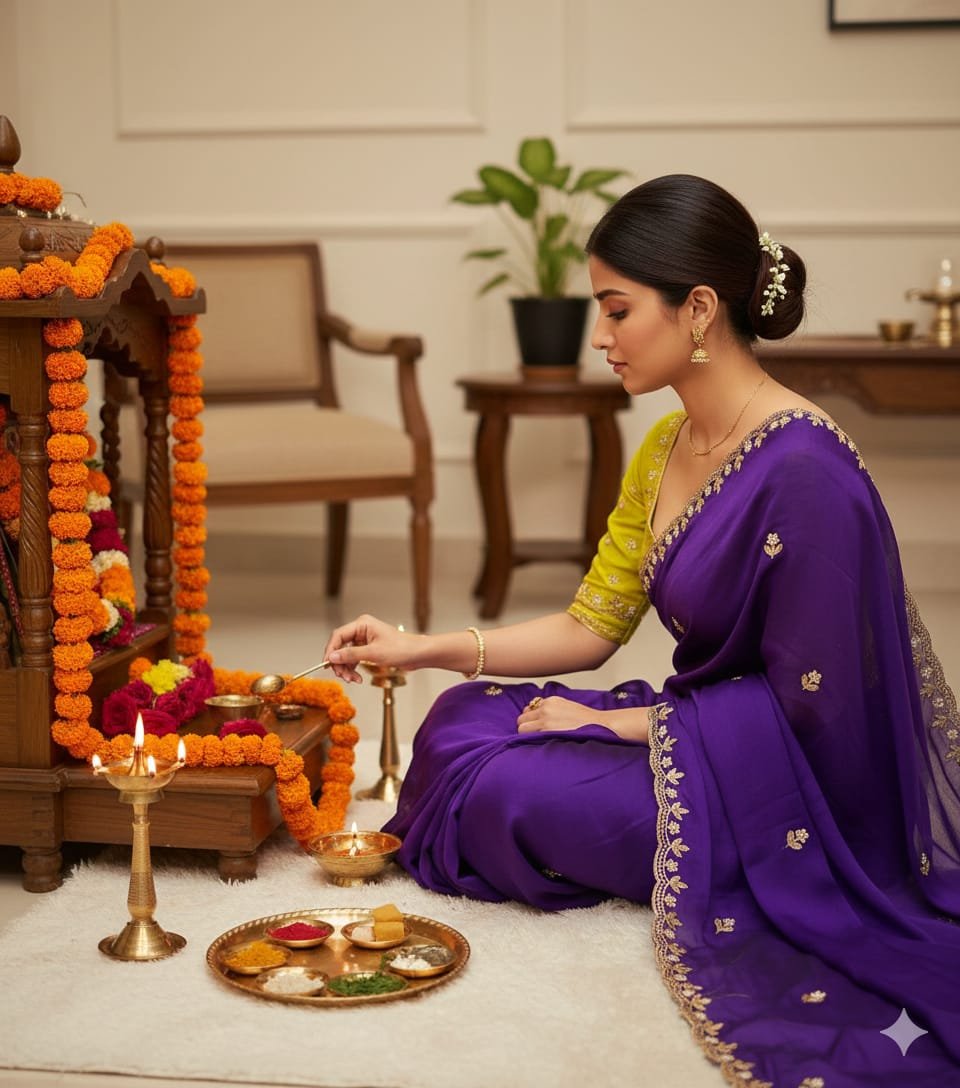 Moss chiffon saree image 9