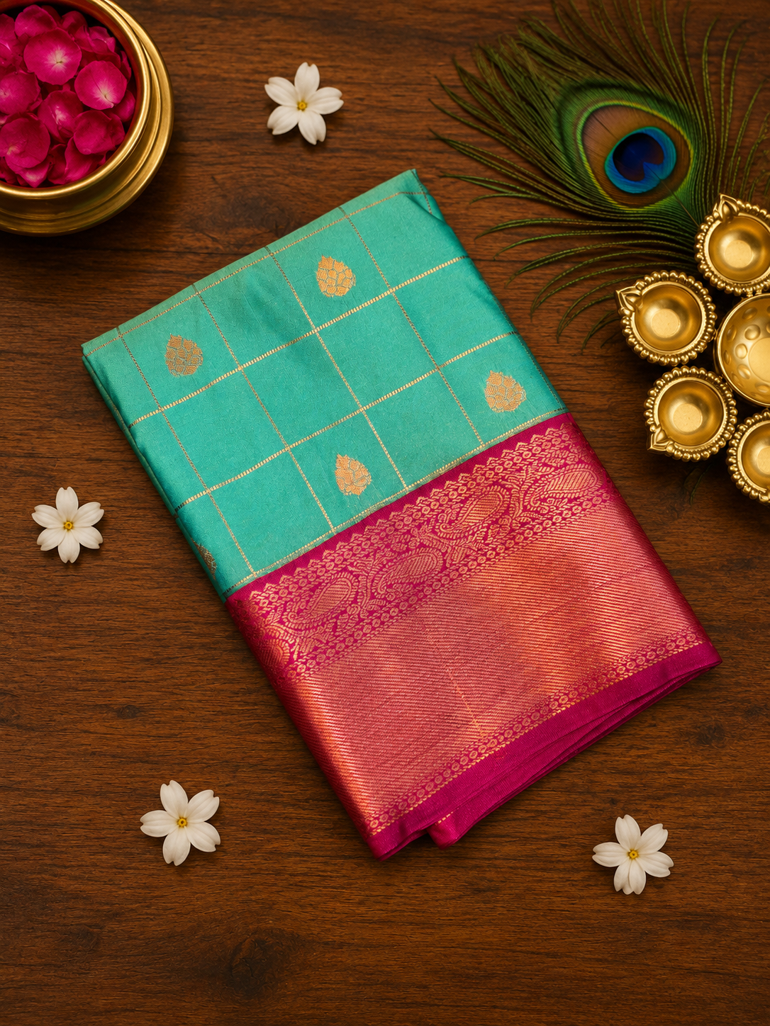5 Korvai Semi Kanchi Silk Sarees image 9