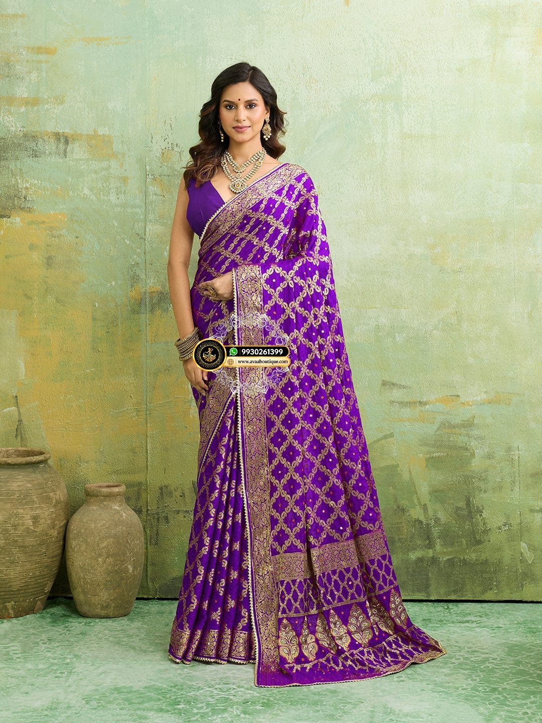 Banarasi Silk With Heavy Zari Work Saree with Handwork (single color) image 9
