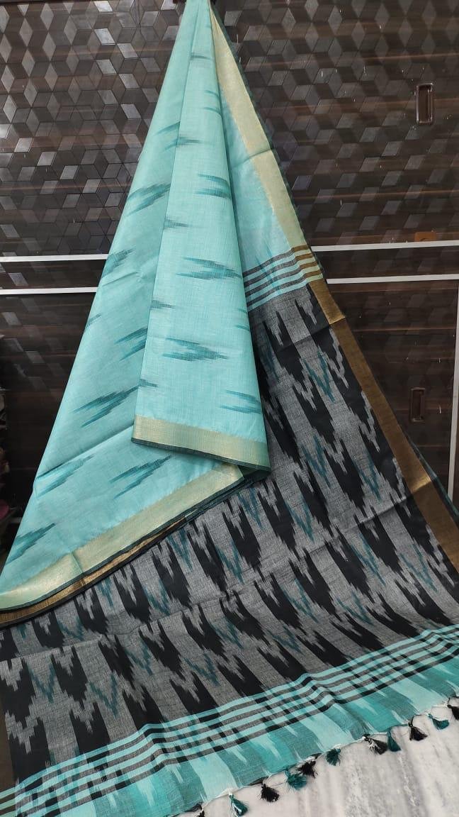 Pure linen Ikkat Sarees image 2