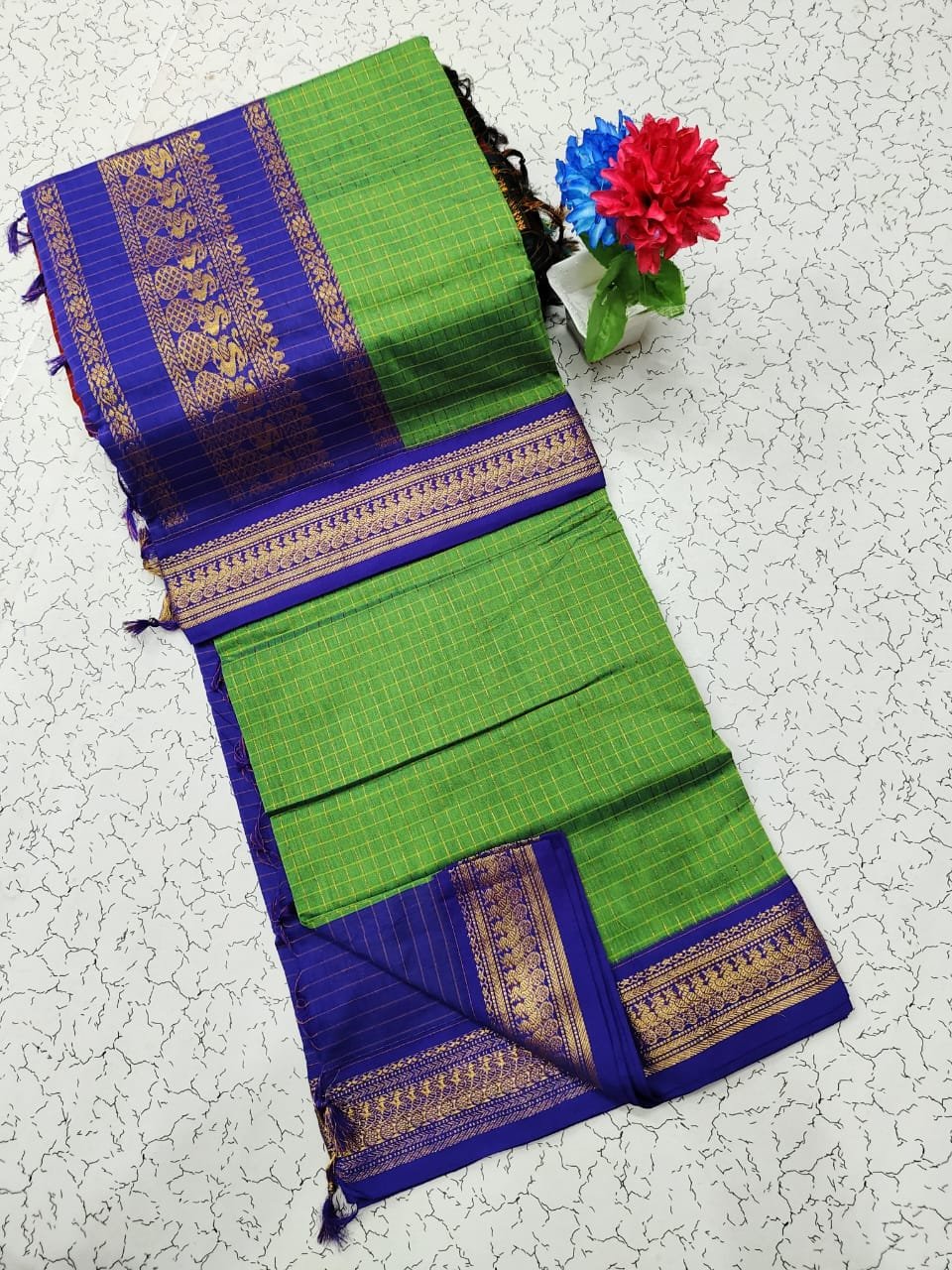 Kalyani Cotton Checks Saree image 8