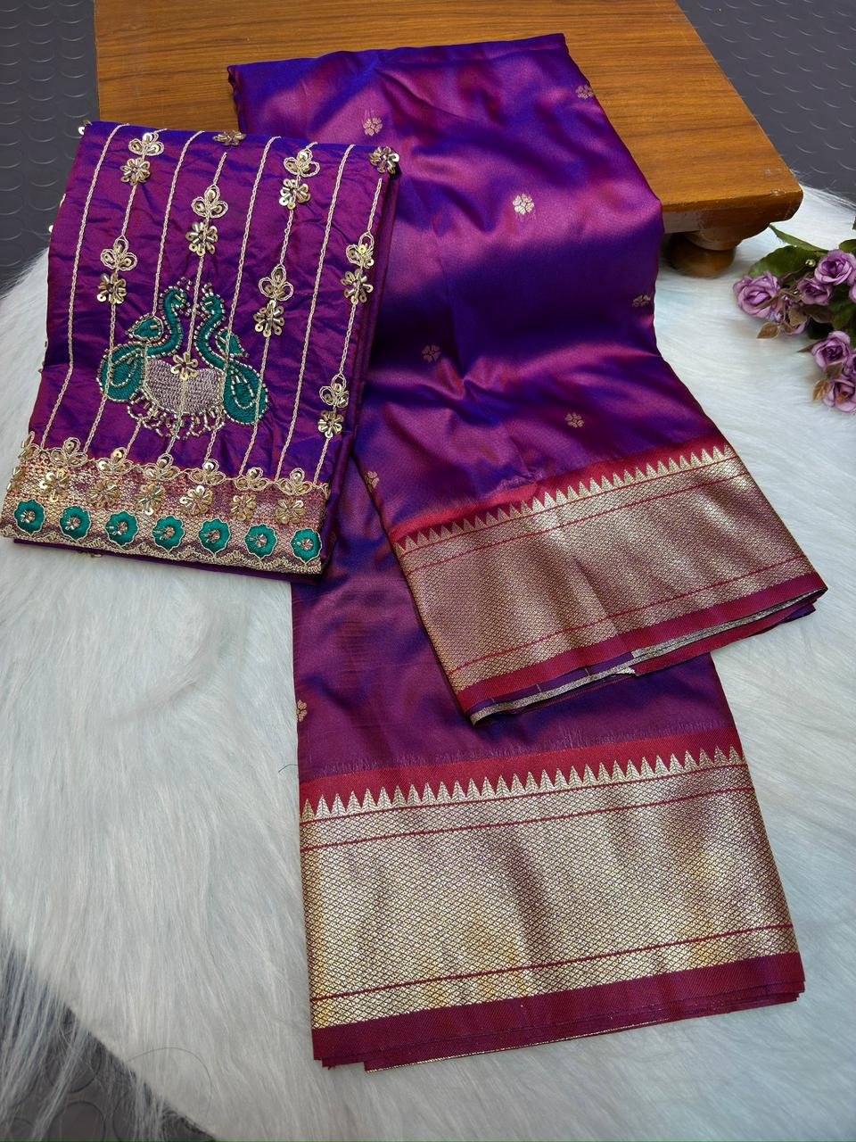 Aari Work Kalanjali Paithani image 10
