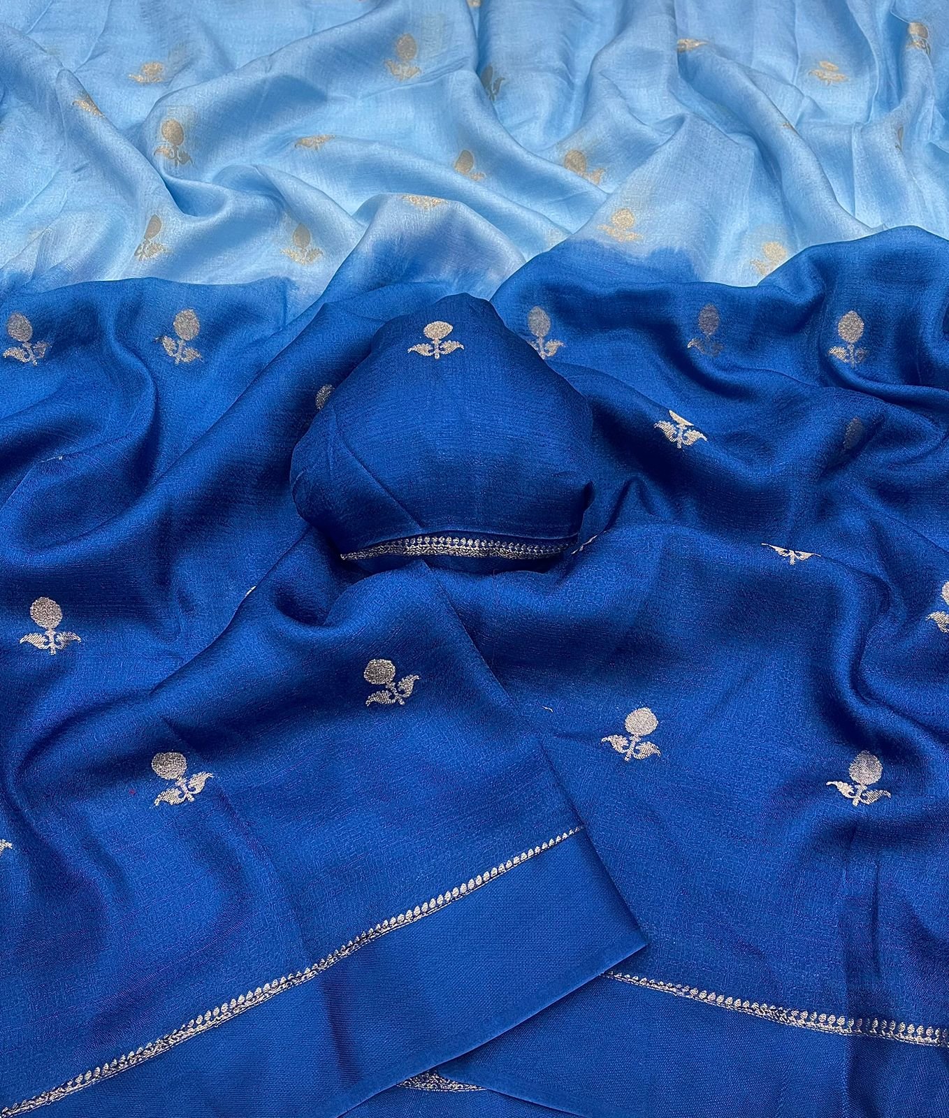 Pure soft Viscose Khadi silk fabric with satin border image 3