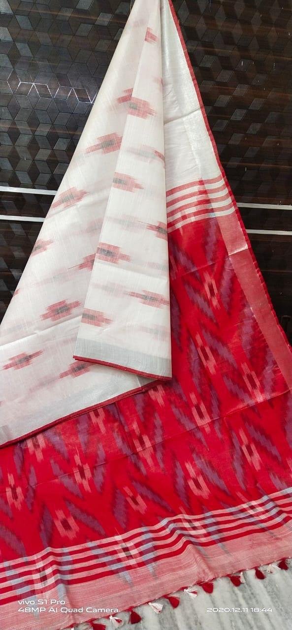 Pure linen Ikkat Sarees image 16