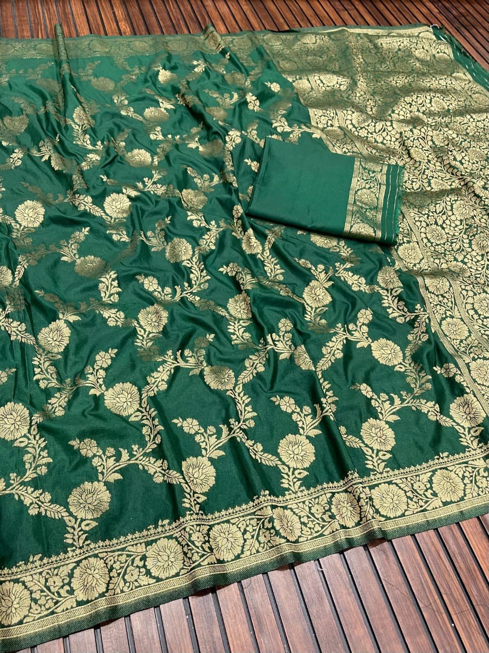 1 Banarasi Khadi Georgette Jaqurad Weaving Saree image 2