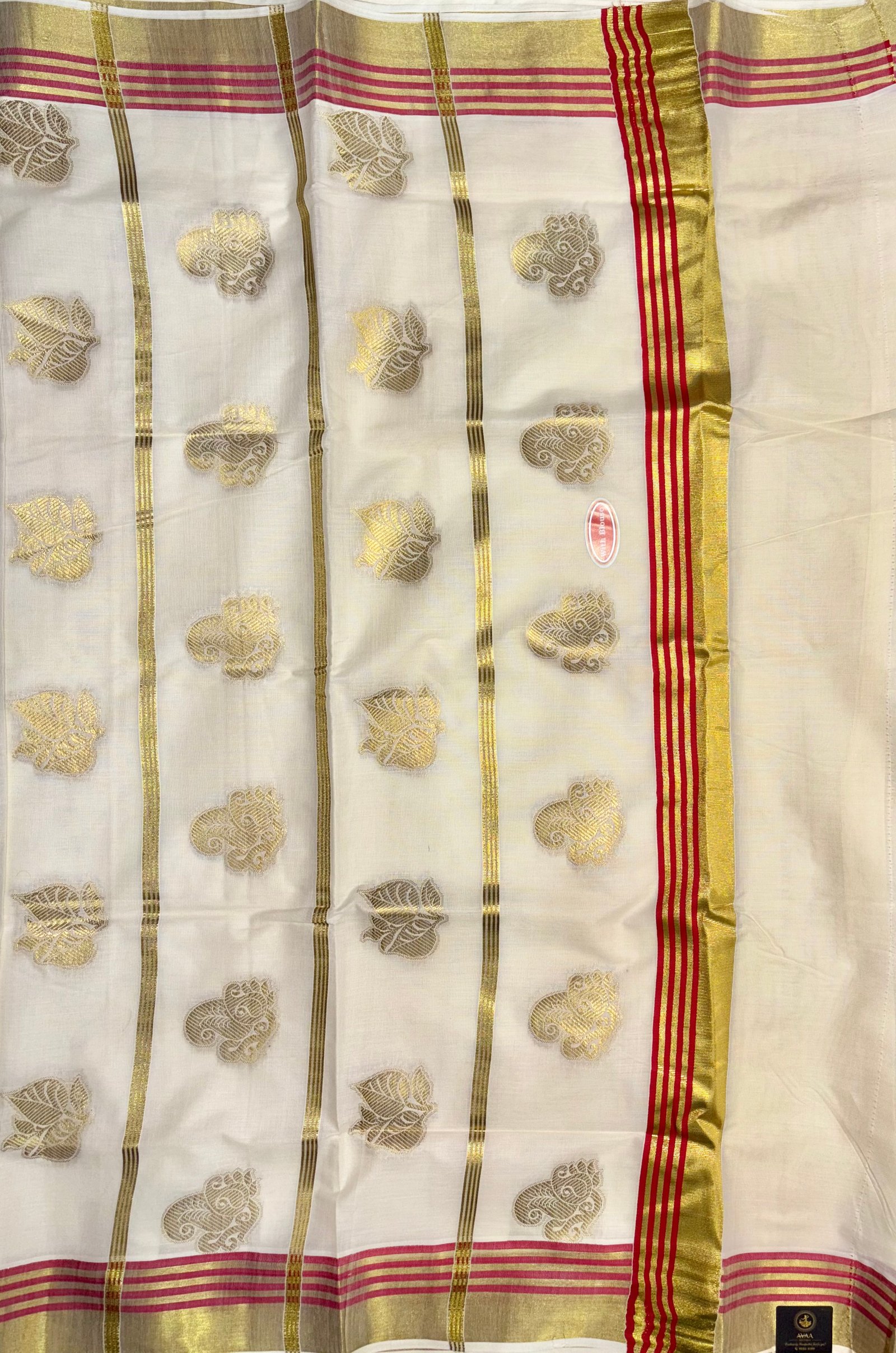 Kerala Kasavu Saree Red 1 image 2