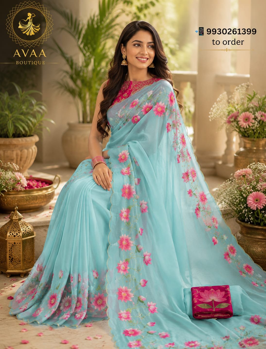 Tebi Silk Digital Print Handwork Saree image 5