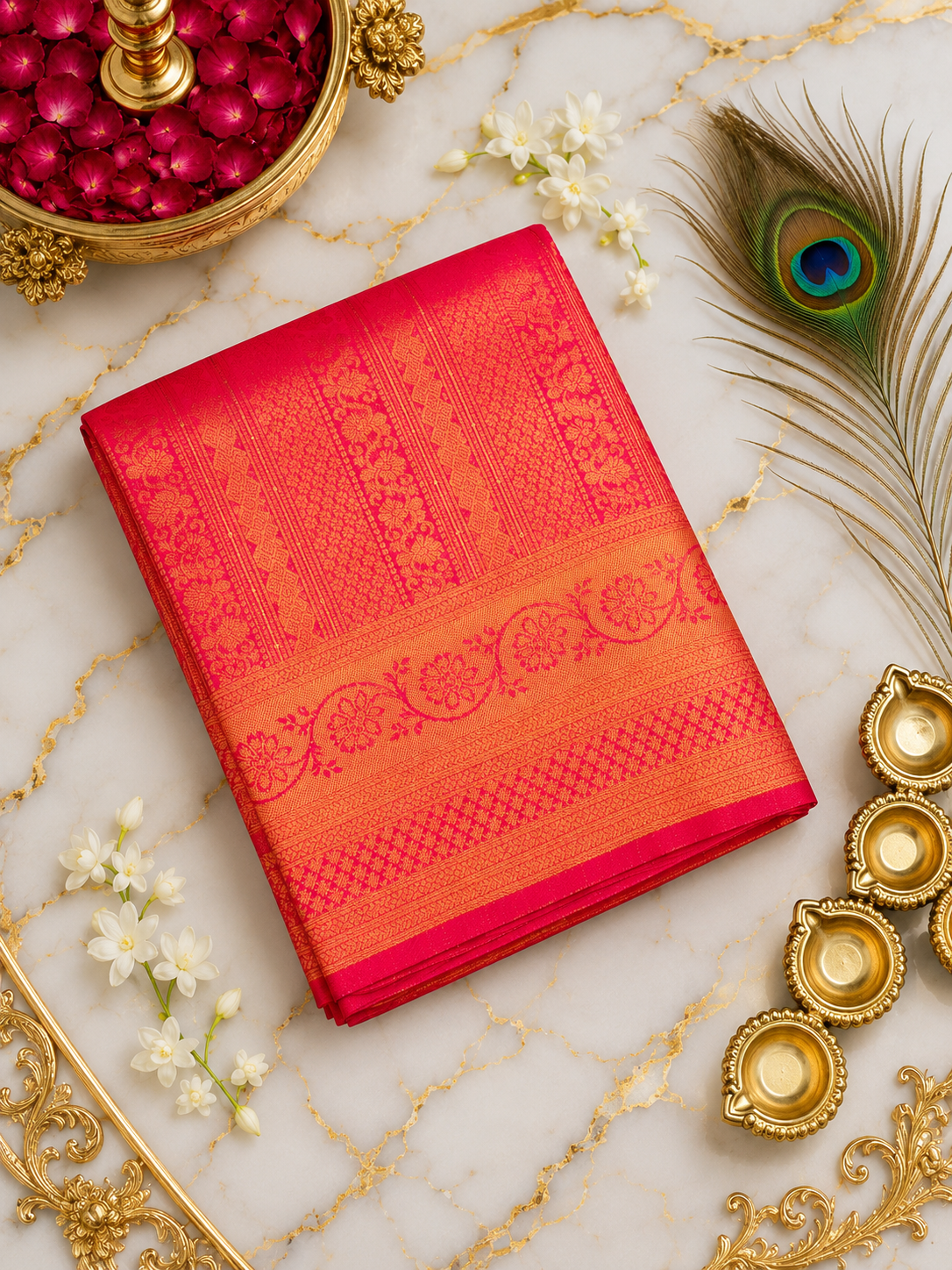 Bridal kanjivaram Semi SIlk Saree image 22